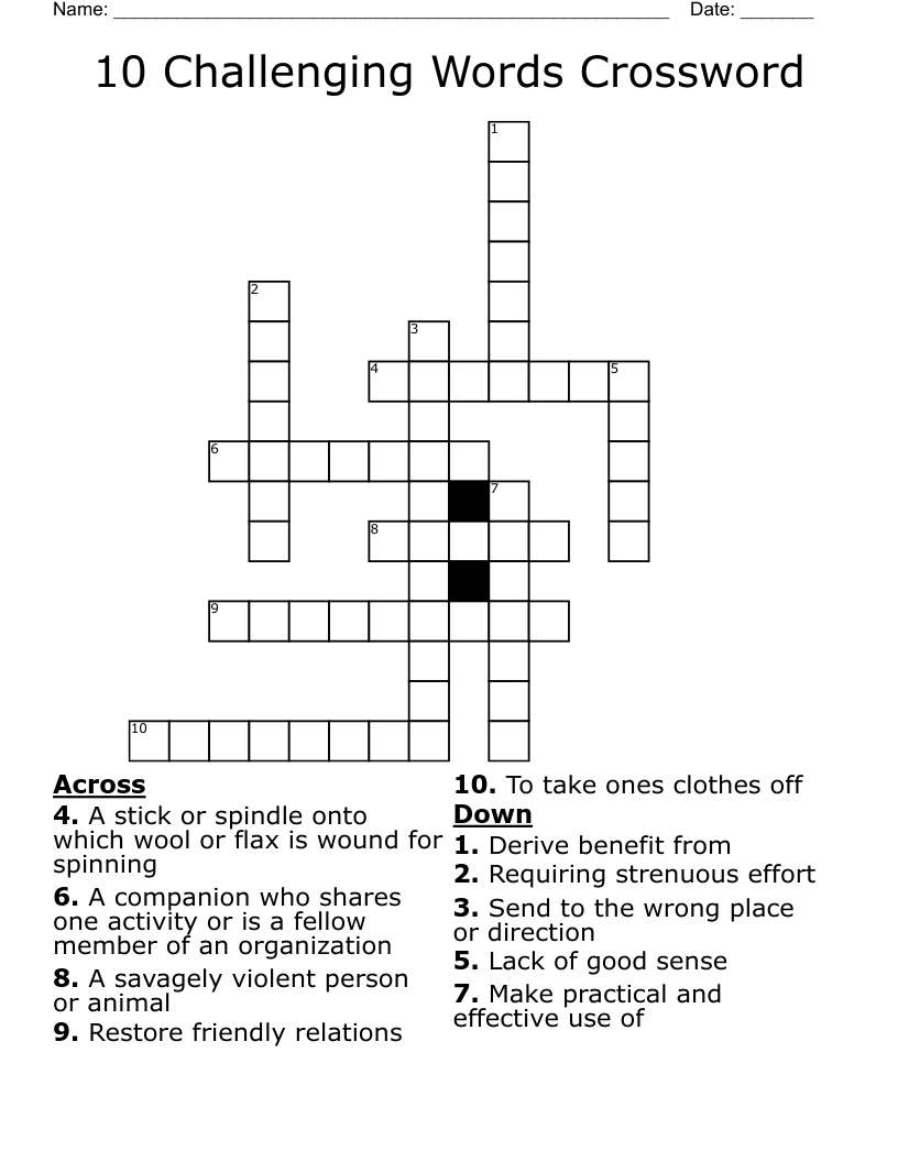 Difficult Sunday Crossword Puzzles Printable