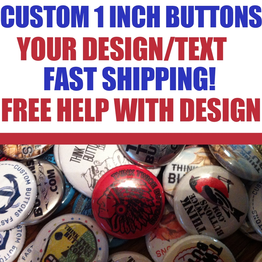 10 Custom 1 Inch Buttons Badges Pins Punk Indie Bands Rock 