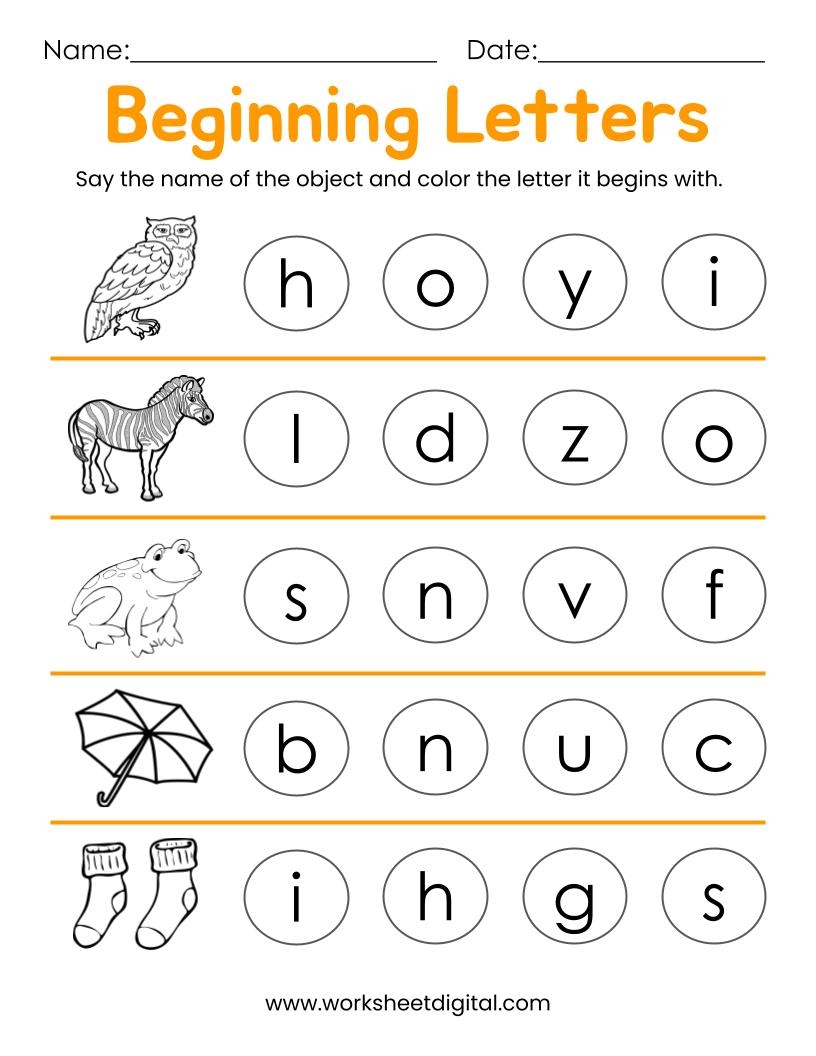 Kindergarten Printable Worksheets Letters
