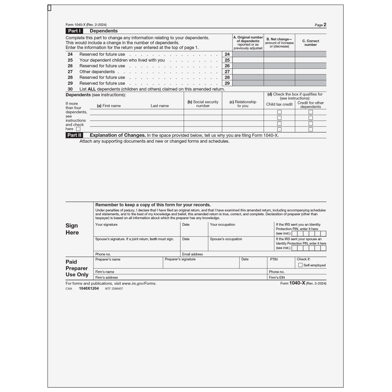 Irs Form 1040 X