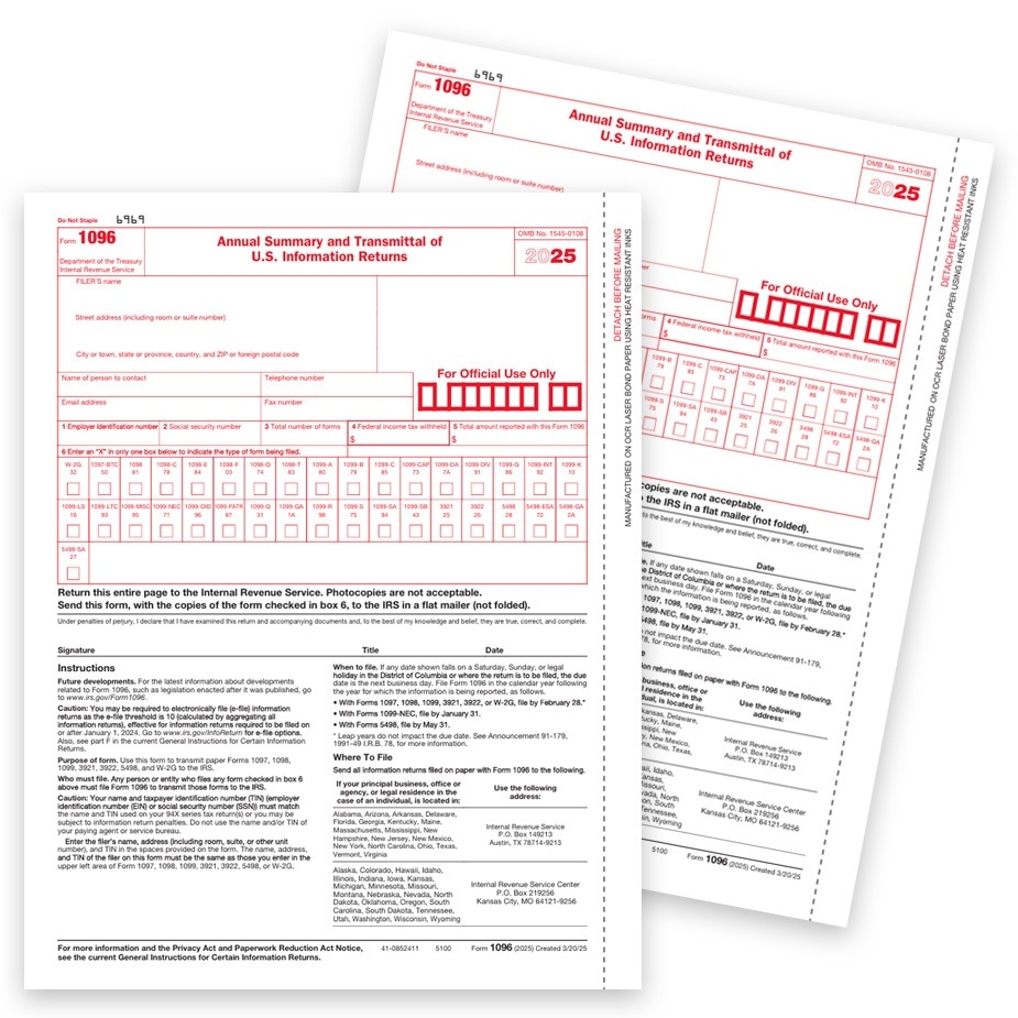1096 Tax Forms Summary amp Transmittal Of 1099 DiscountTaxForms