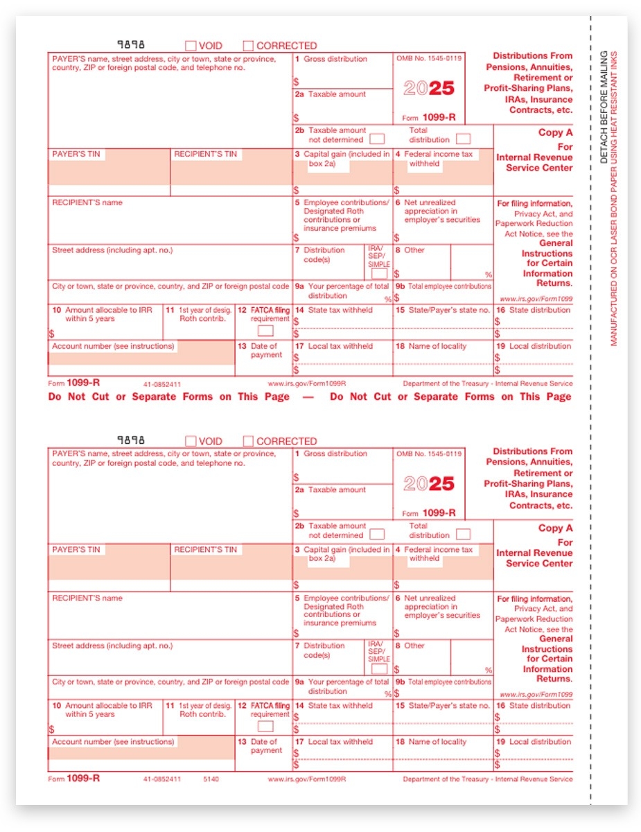 1099R Tax Forms 2025 Copy B Recipient DiscountTaxForms