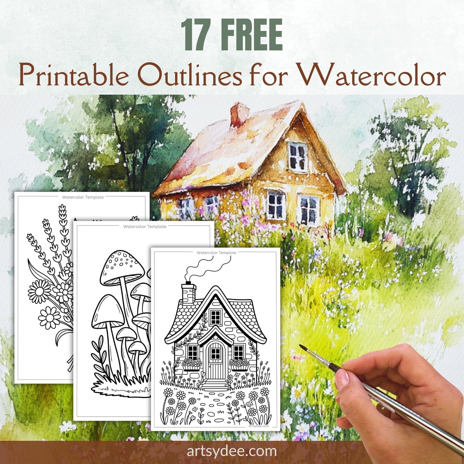 17 Printable Watercolor Templates Paint Ready Floral Outlines 