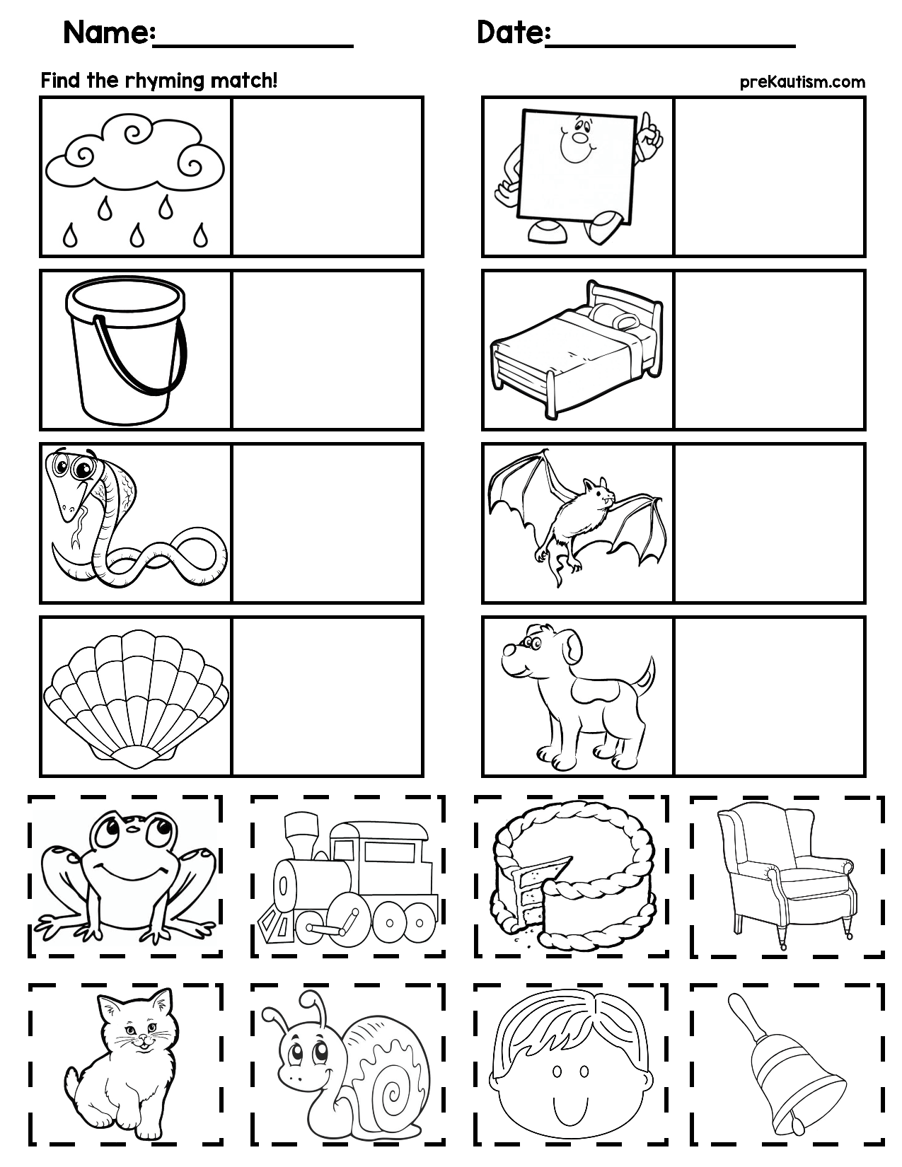 Free Printable Rhyming Worksheets Preschool