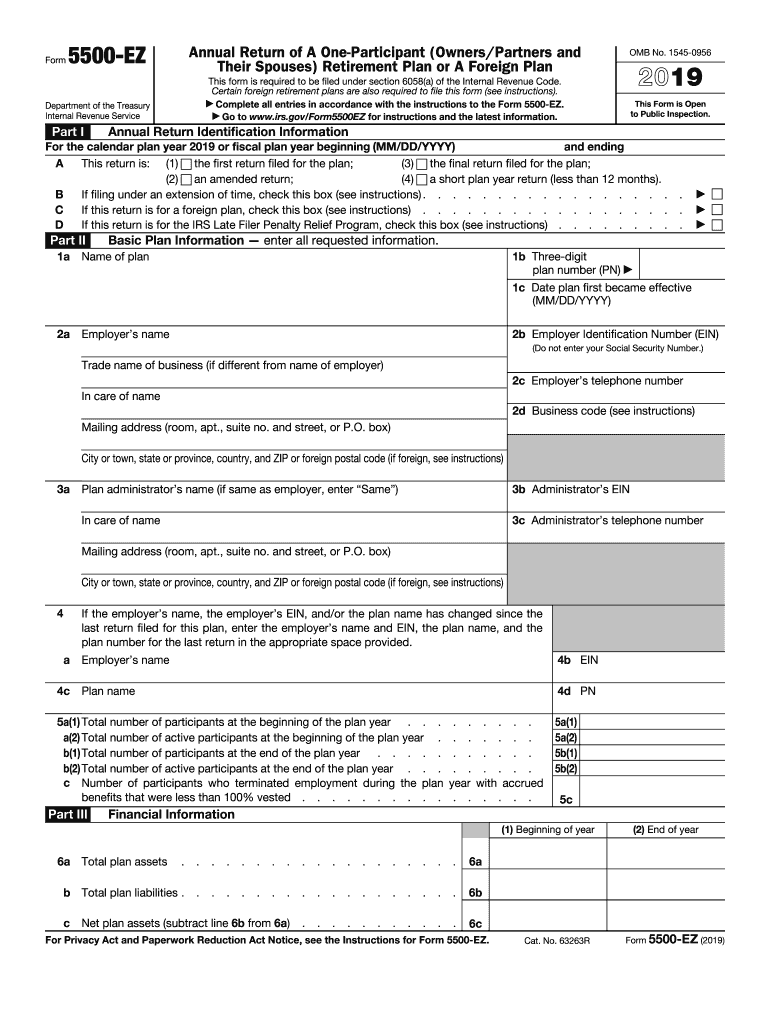 2019 5500 Ez Fill Out amp Sign Online DocHub