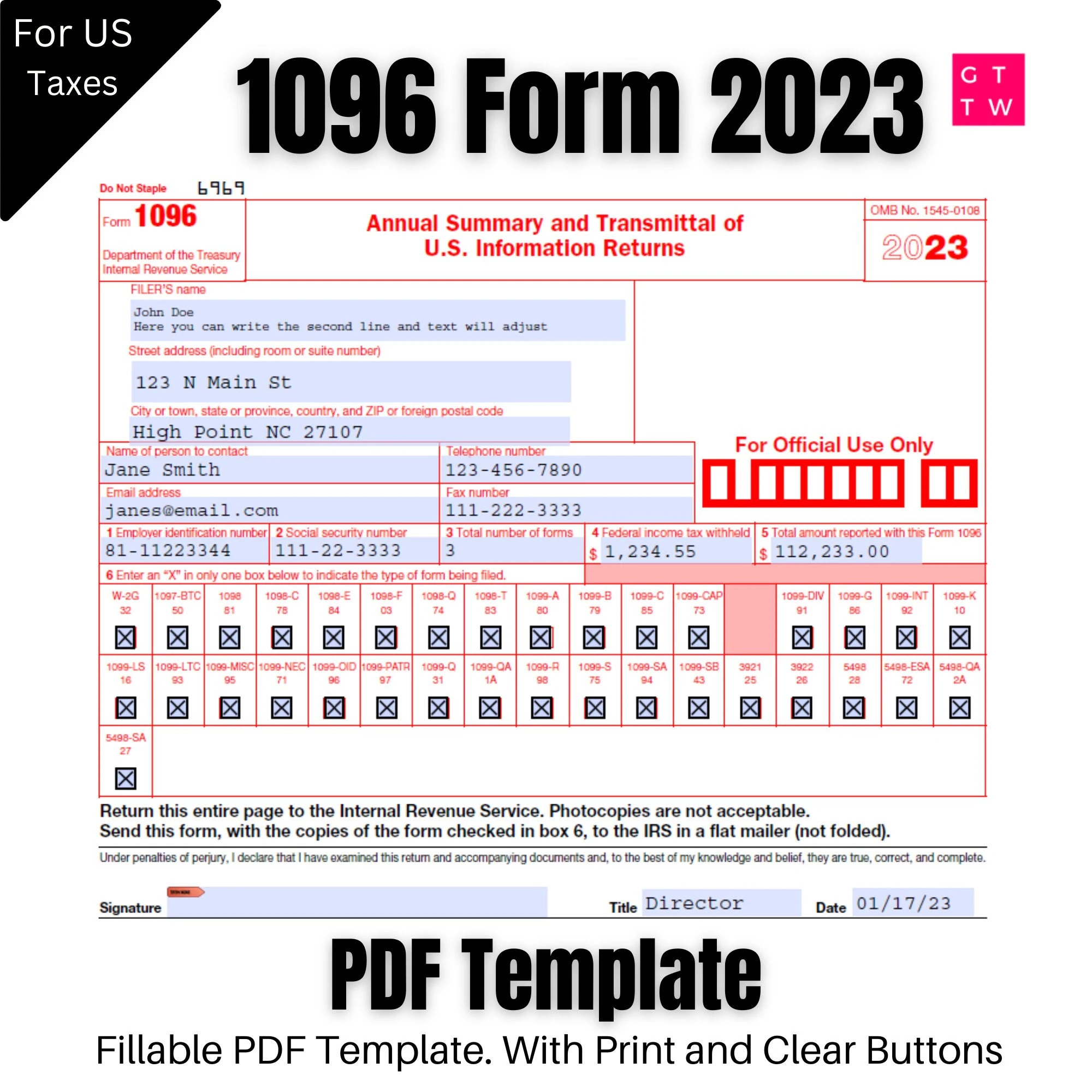 2024 1099 Printable Form Etsy