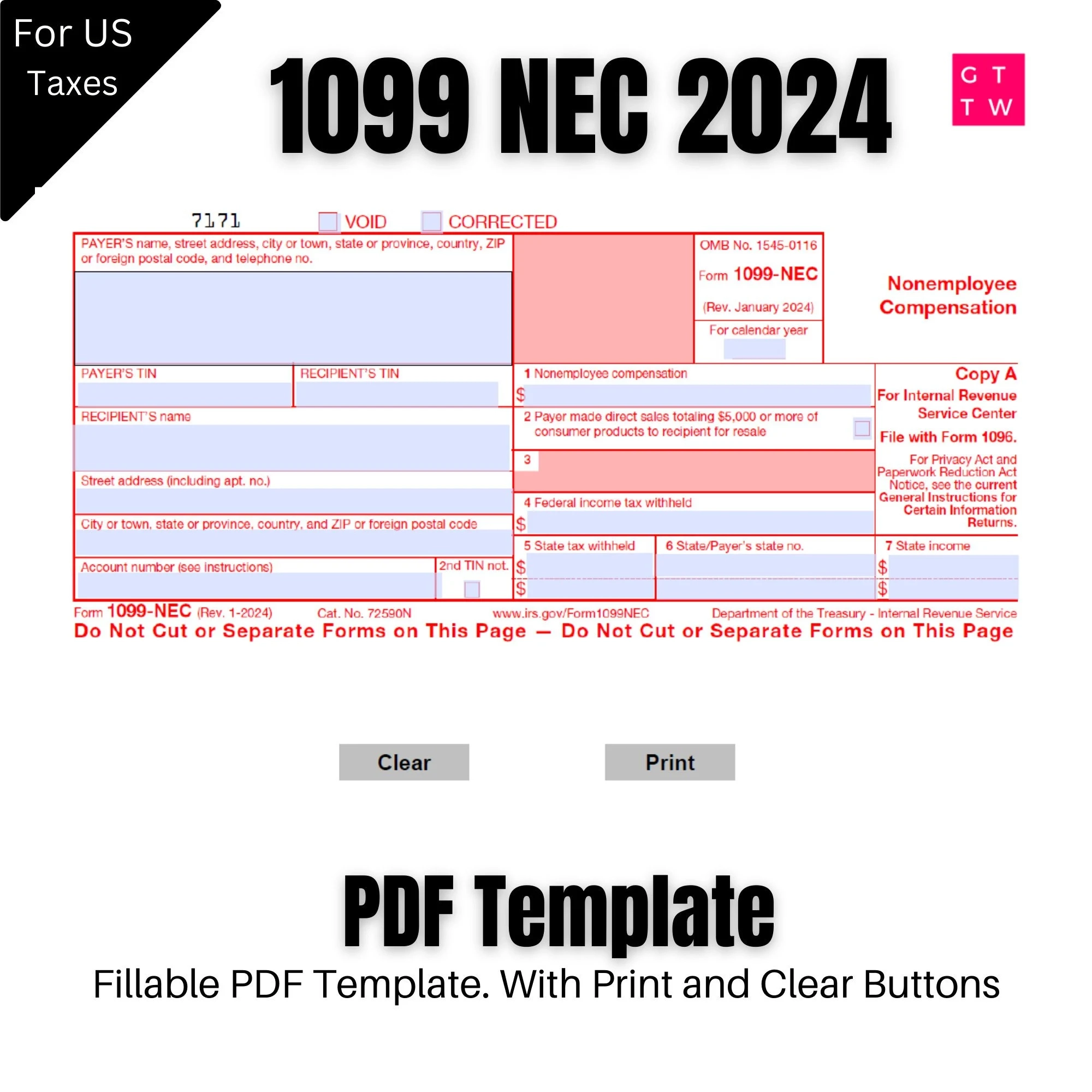 Irs 1099 Nec Form 2026 Printable