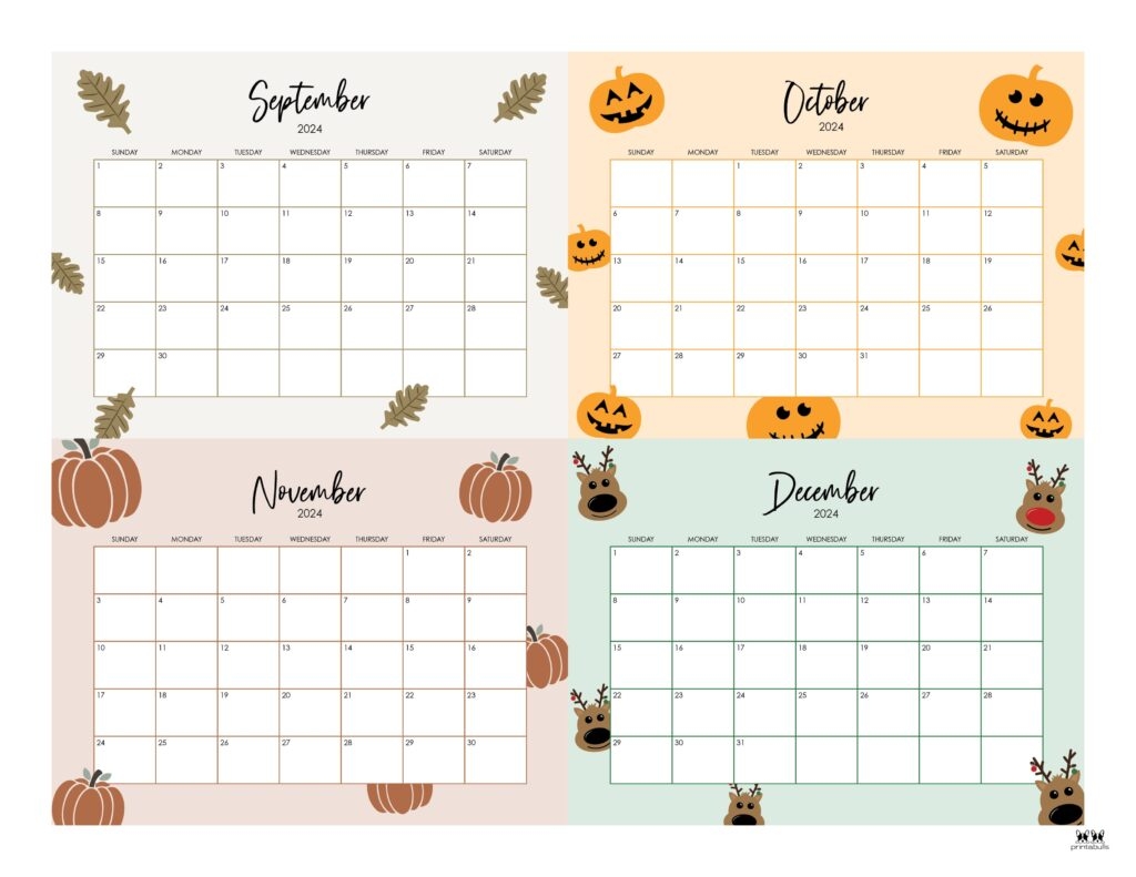 4 Month Printable Blank Calendar