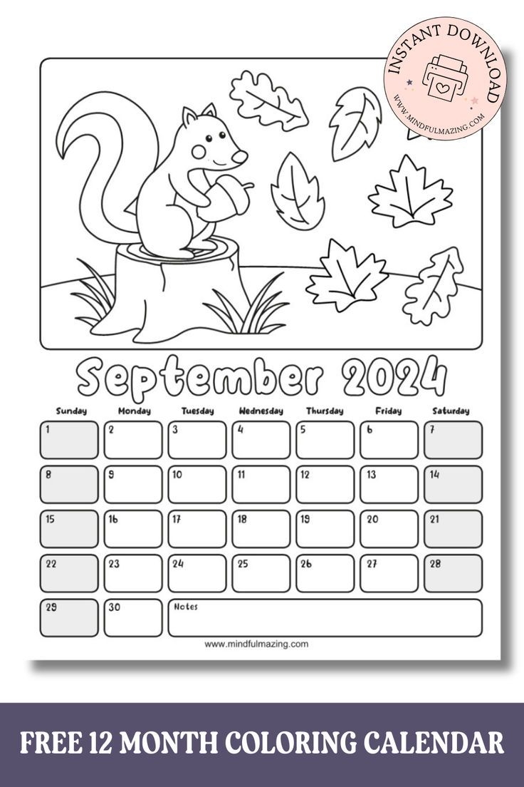2024 Free Printable Coloring Calendars For Kids