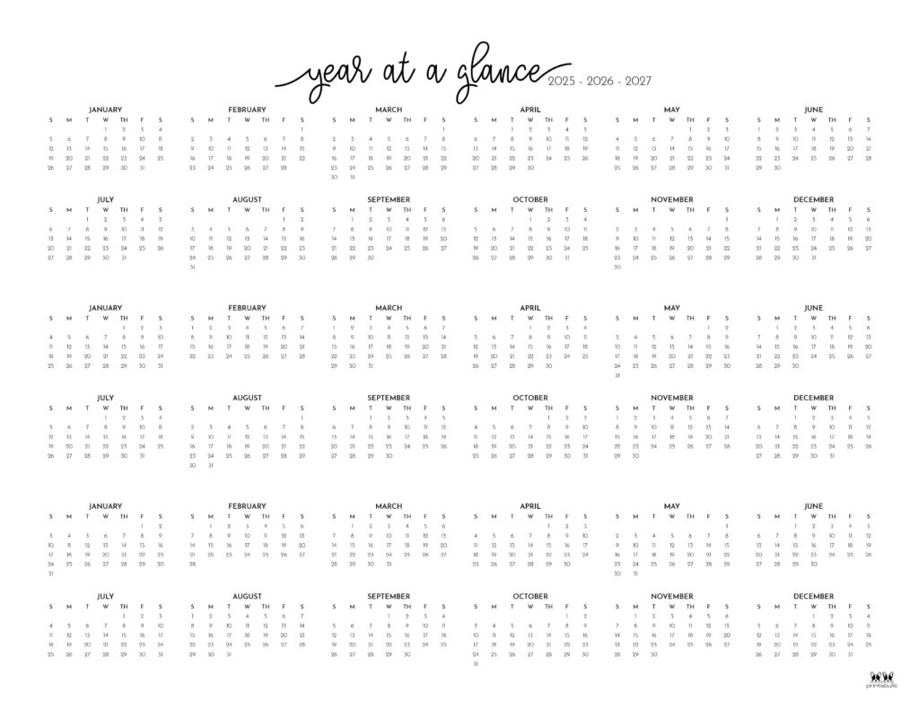 2025 2027 Three Year Calendars 10 FREE Cals Printabulls