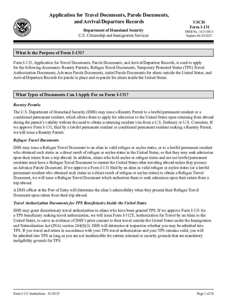 2025 Form USCIS I 131 Instructions Fill Online Printable 