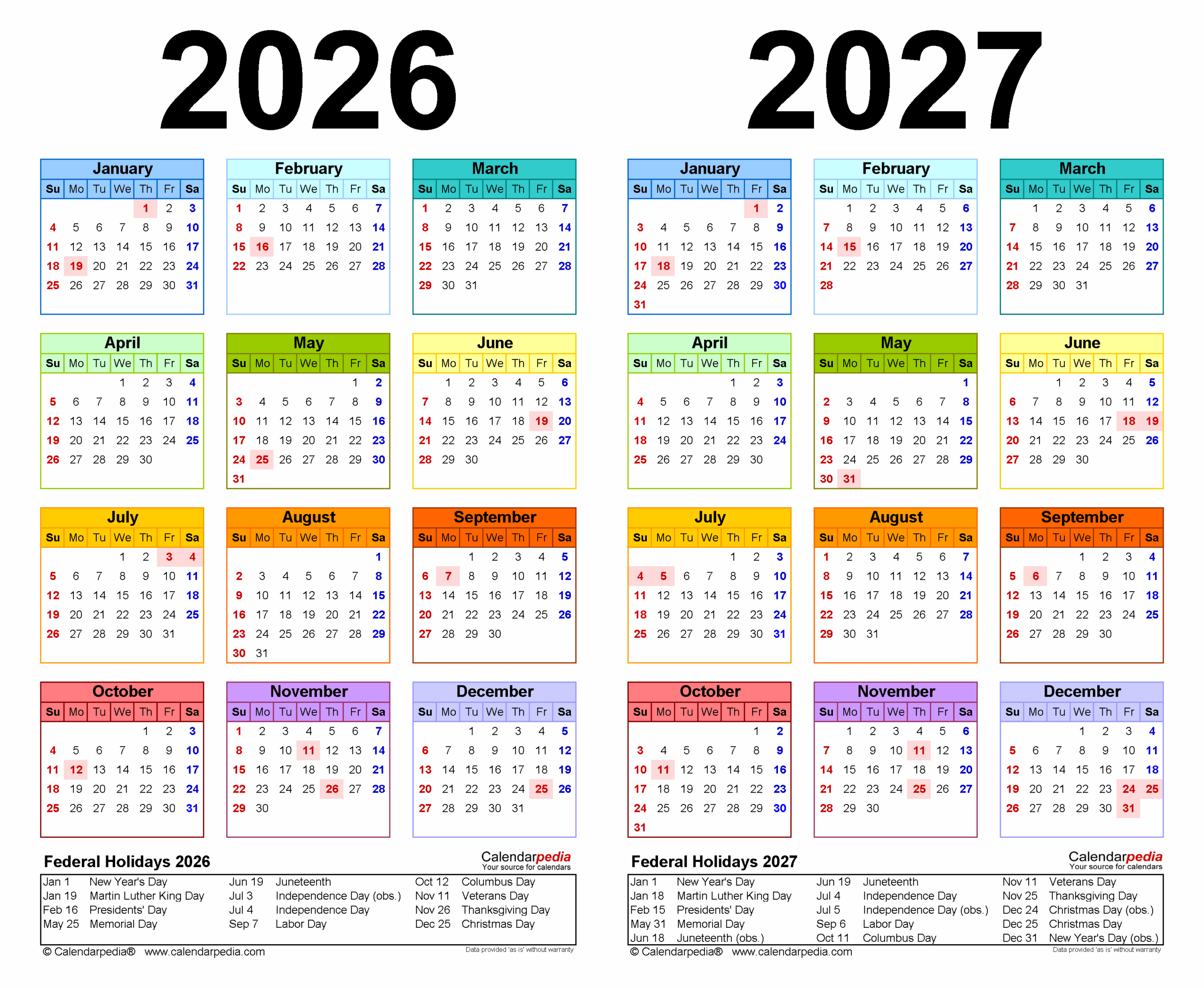 Blank 2026-2027 Calendar