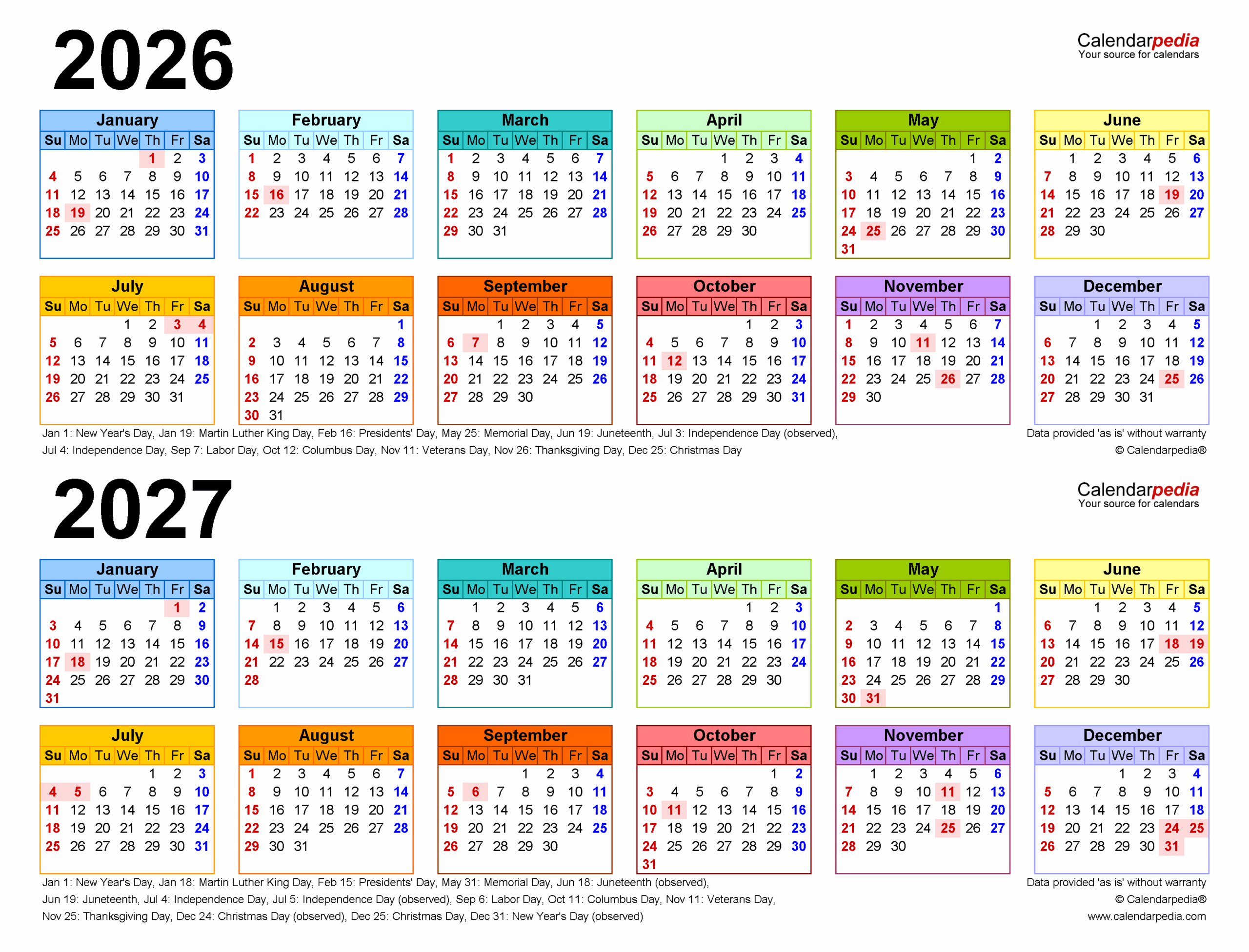 Calendar Blank Printable 2026-2027