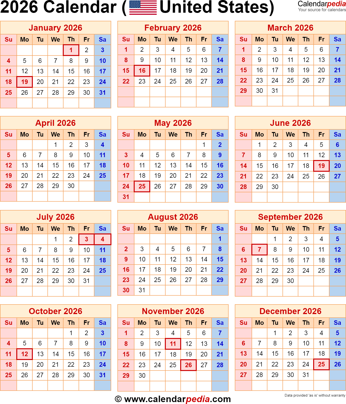 February 2026 Federal Holiday Calendar