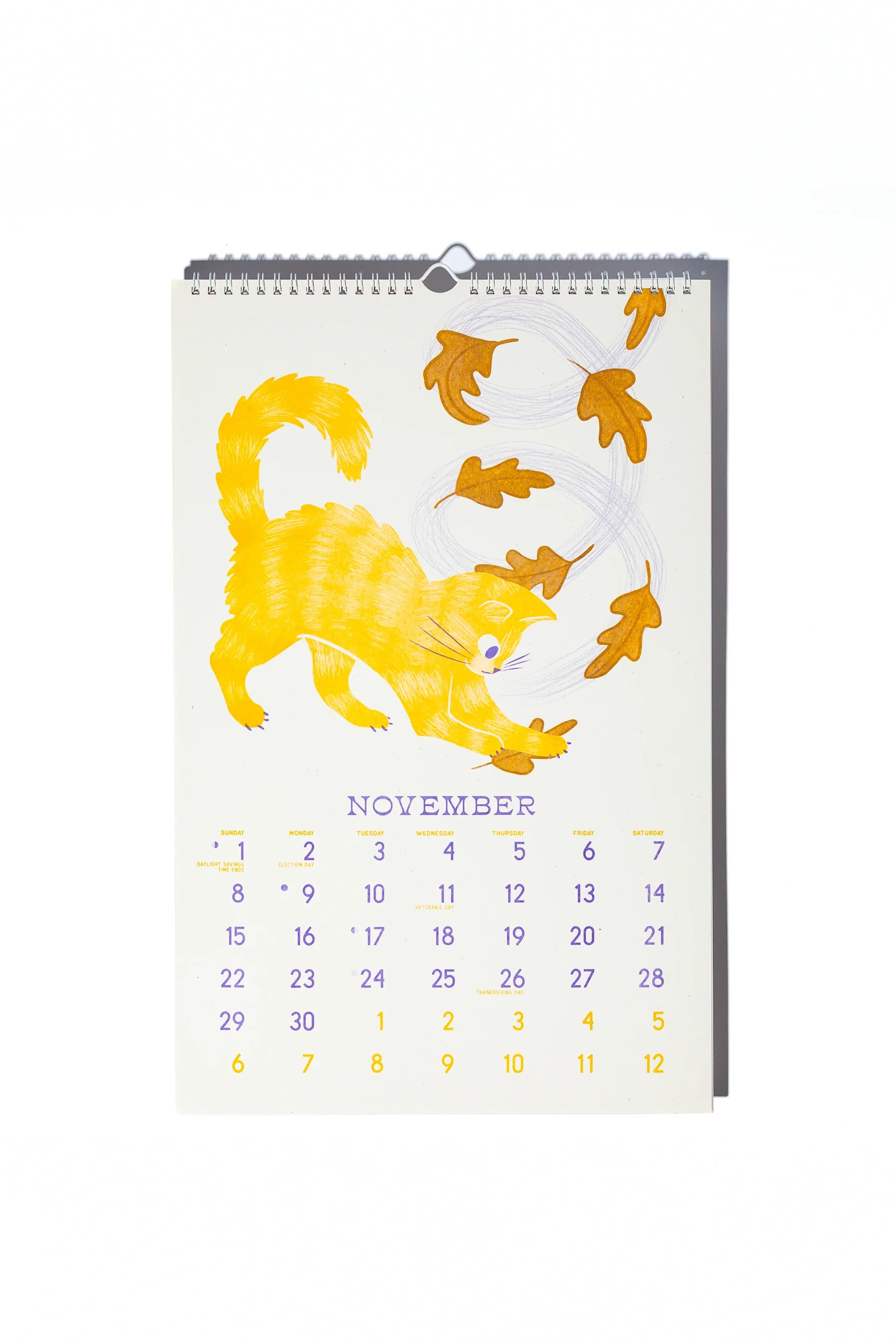 2026 Limited Edition Risograph Wall Cat Calendar Butterfly Days 