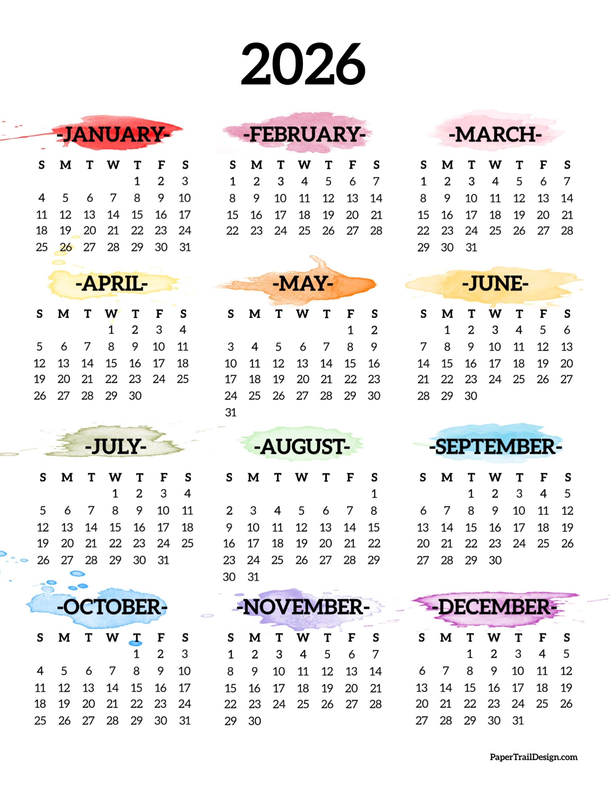 2026 Calendar Printable
