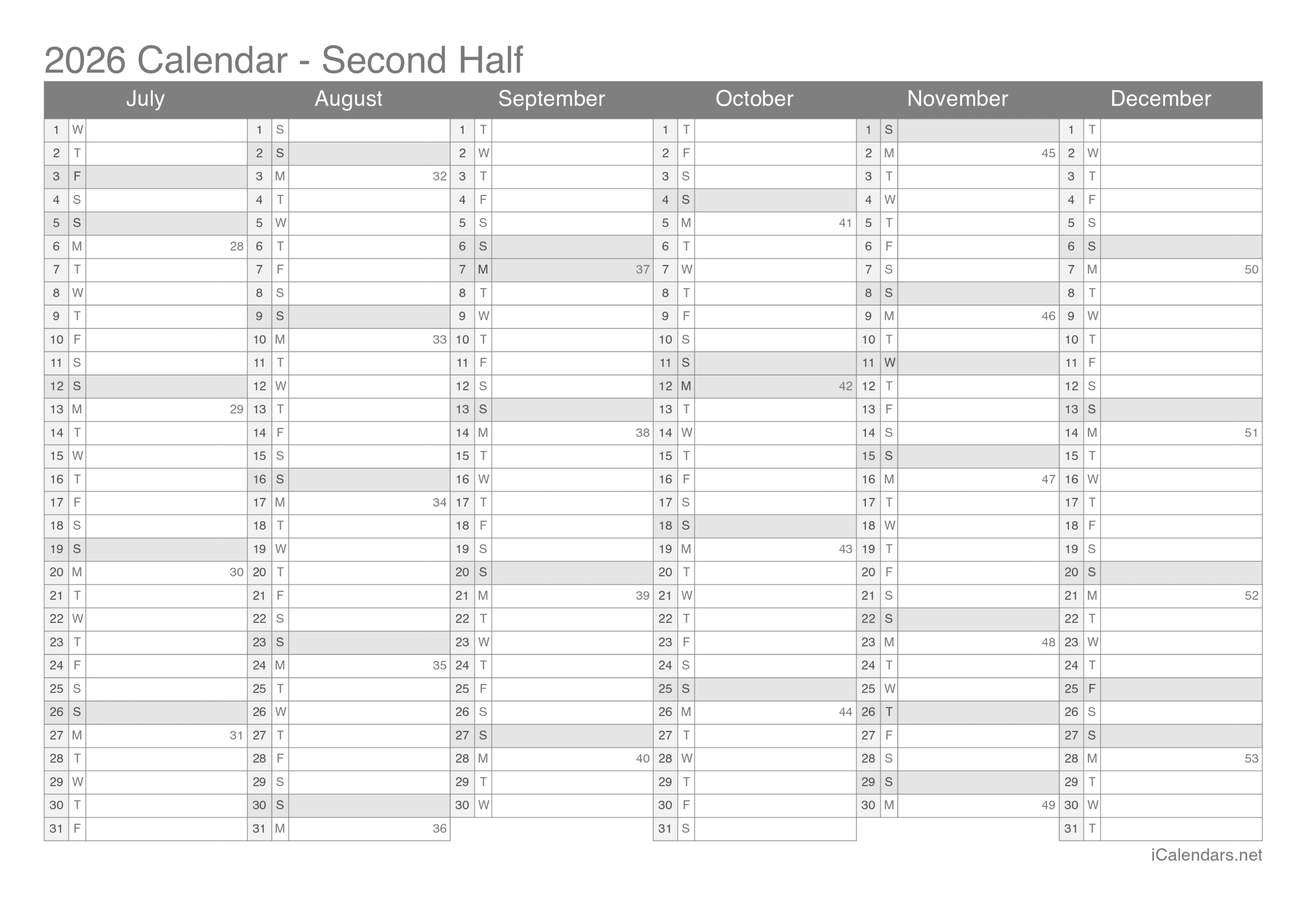 2026 Calendar 2027 Printable Free Download Excel