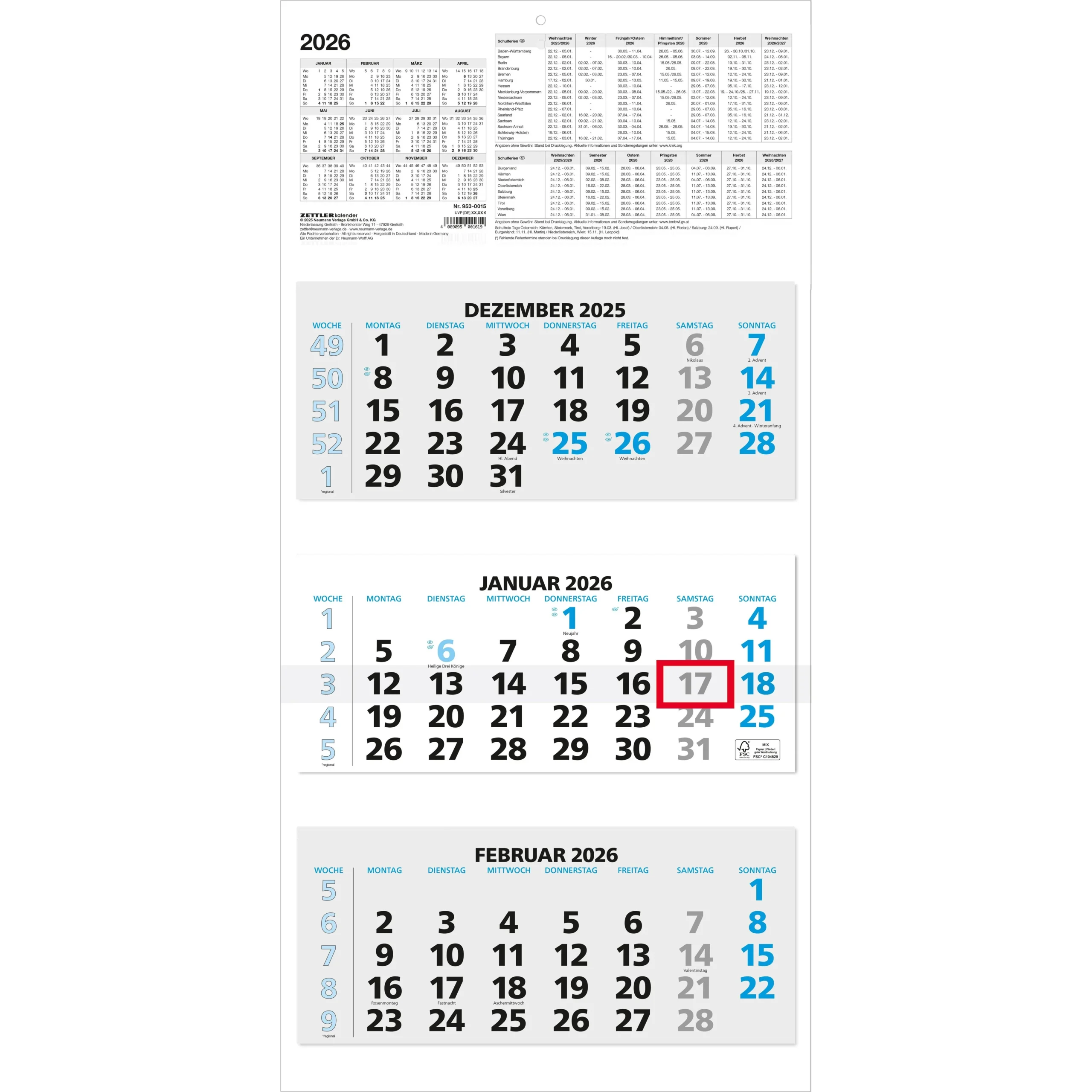 3 month Calendar Blue 2026 With Date Slider amp Holiday Overview