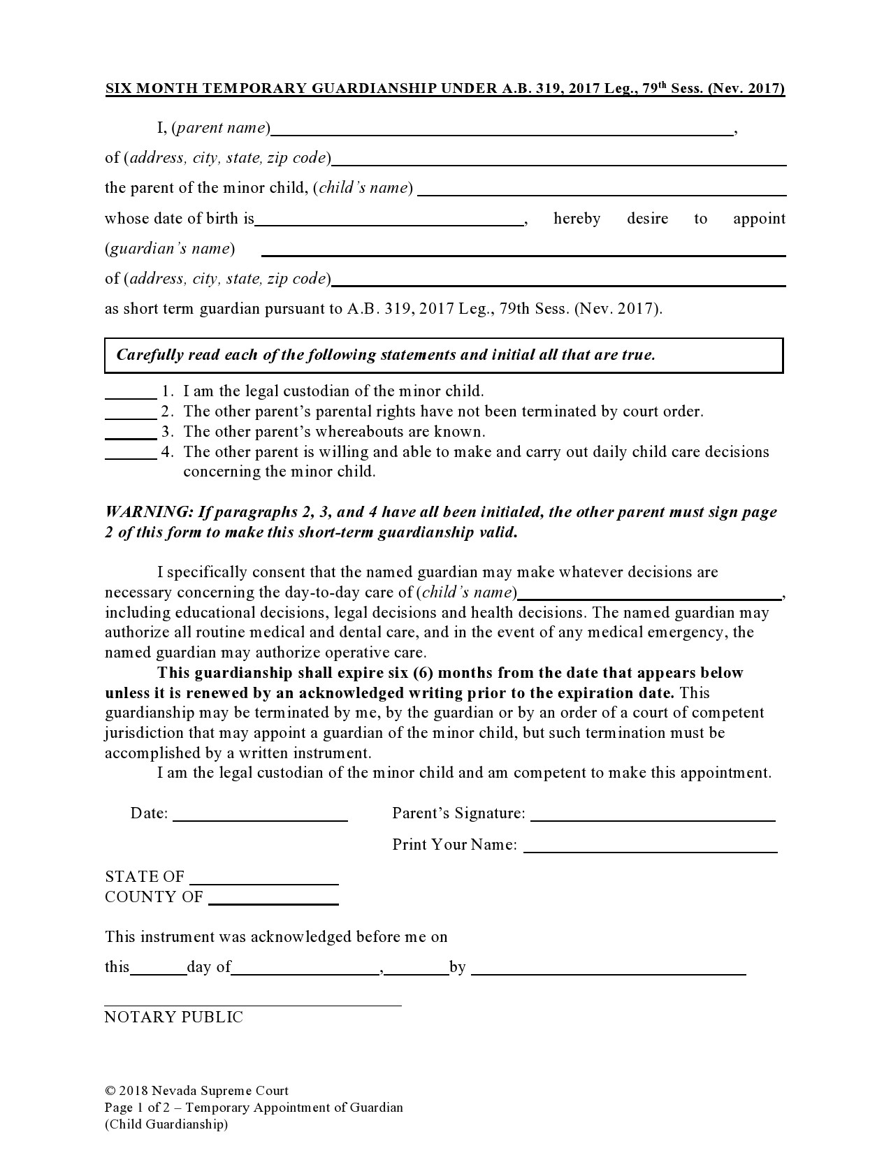 Printable Form To Sign Over Custody