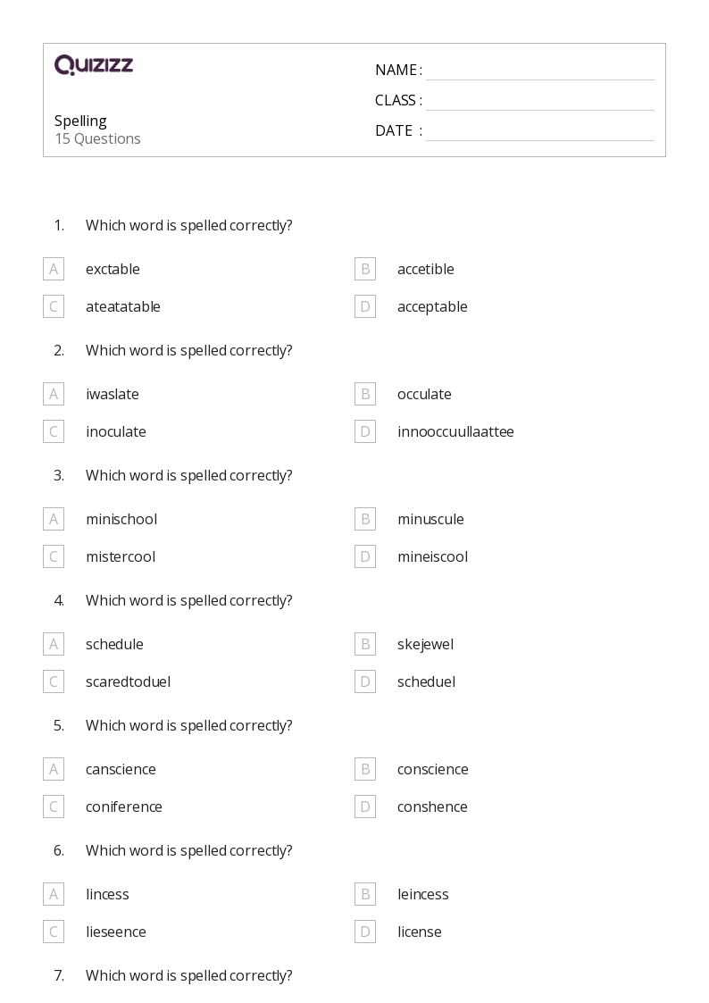 50 Spelling Worksheets For 8th Grade On Quizizz Free amp Printable