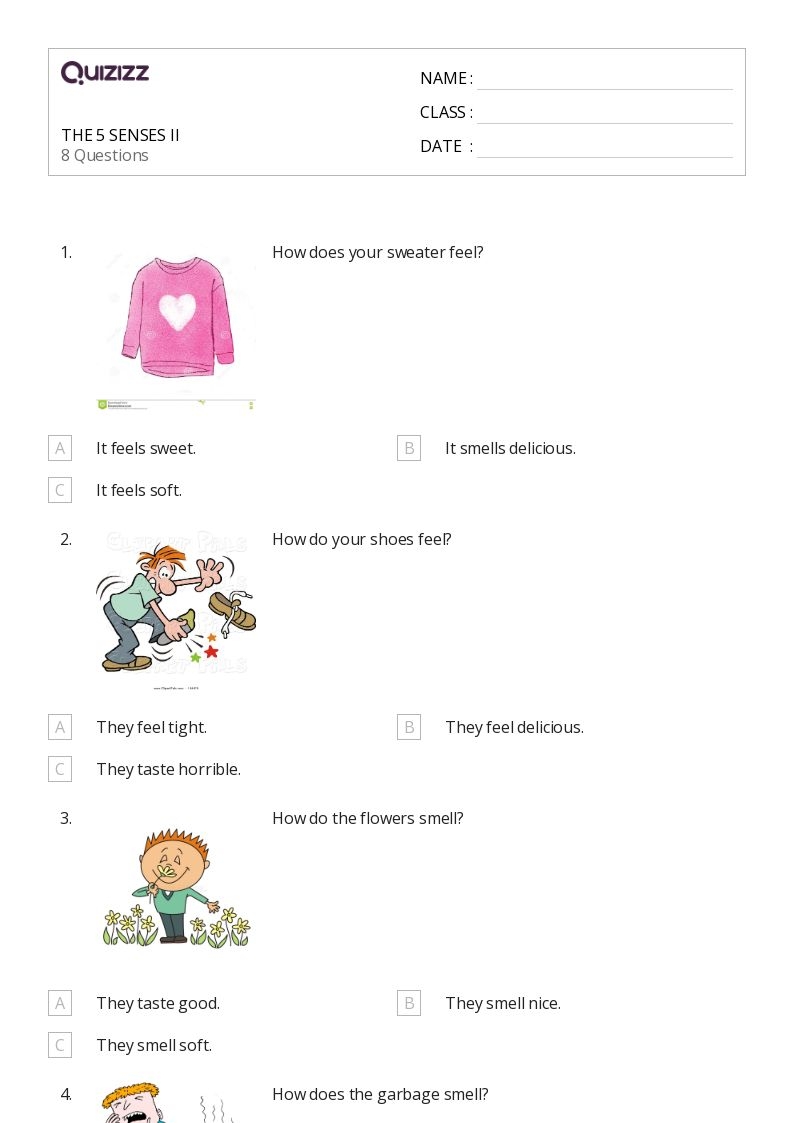 50 The 5 Senses Worksheets For 3rd Grade On Quizizz Free 