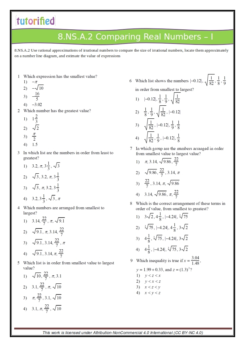 Free Math Worksheets For 8th Graders Printable