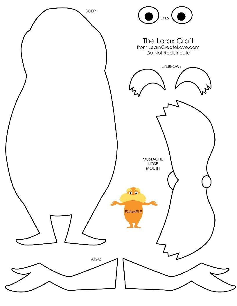 Printable Lorax Mustache And Eyebrows Template