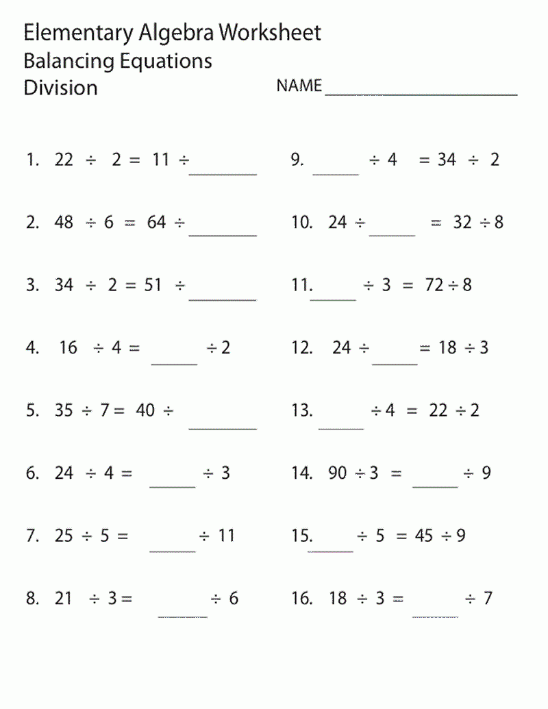 9th Grade Math Worksheets Elementary Algebra Elementary 