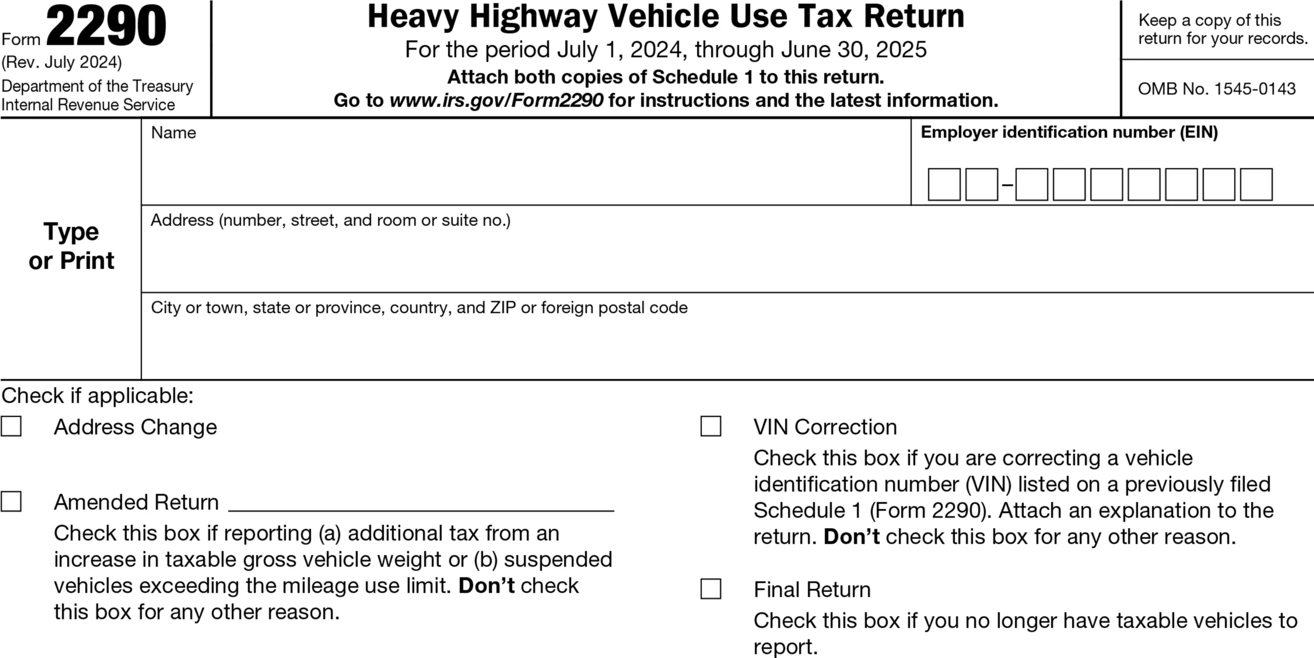 Printable 2290 Form 2026 Online