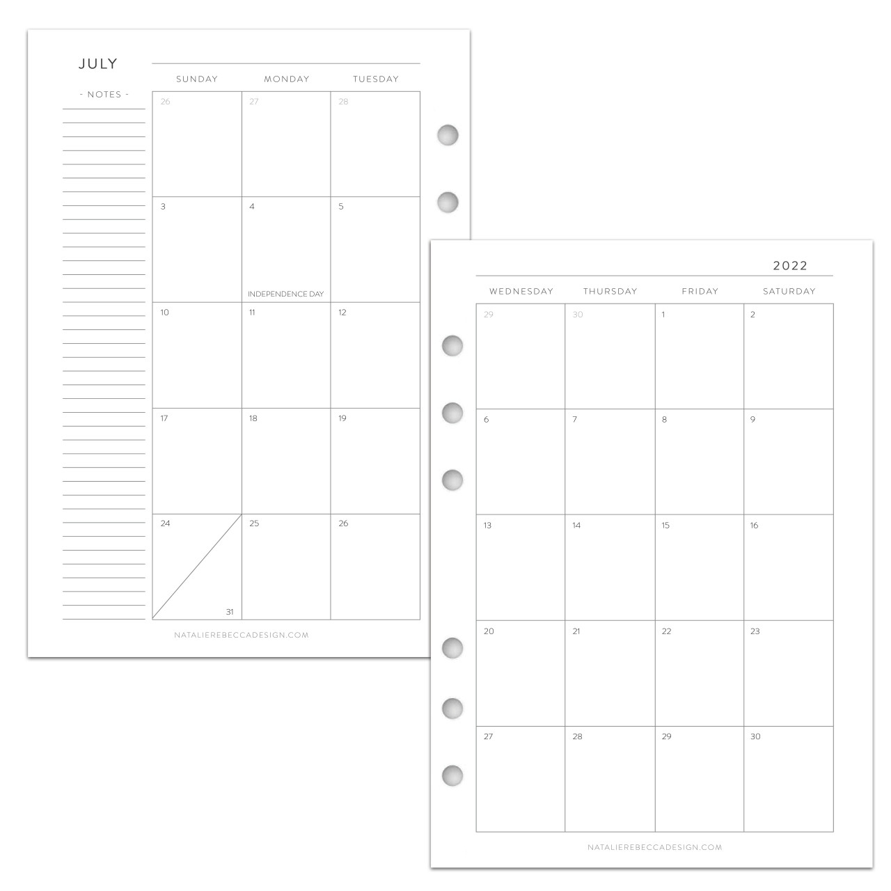 Blank A5 Calendar Printable Free