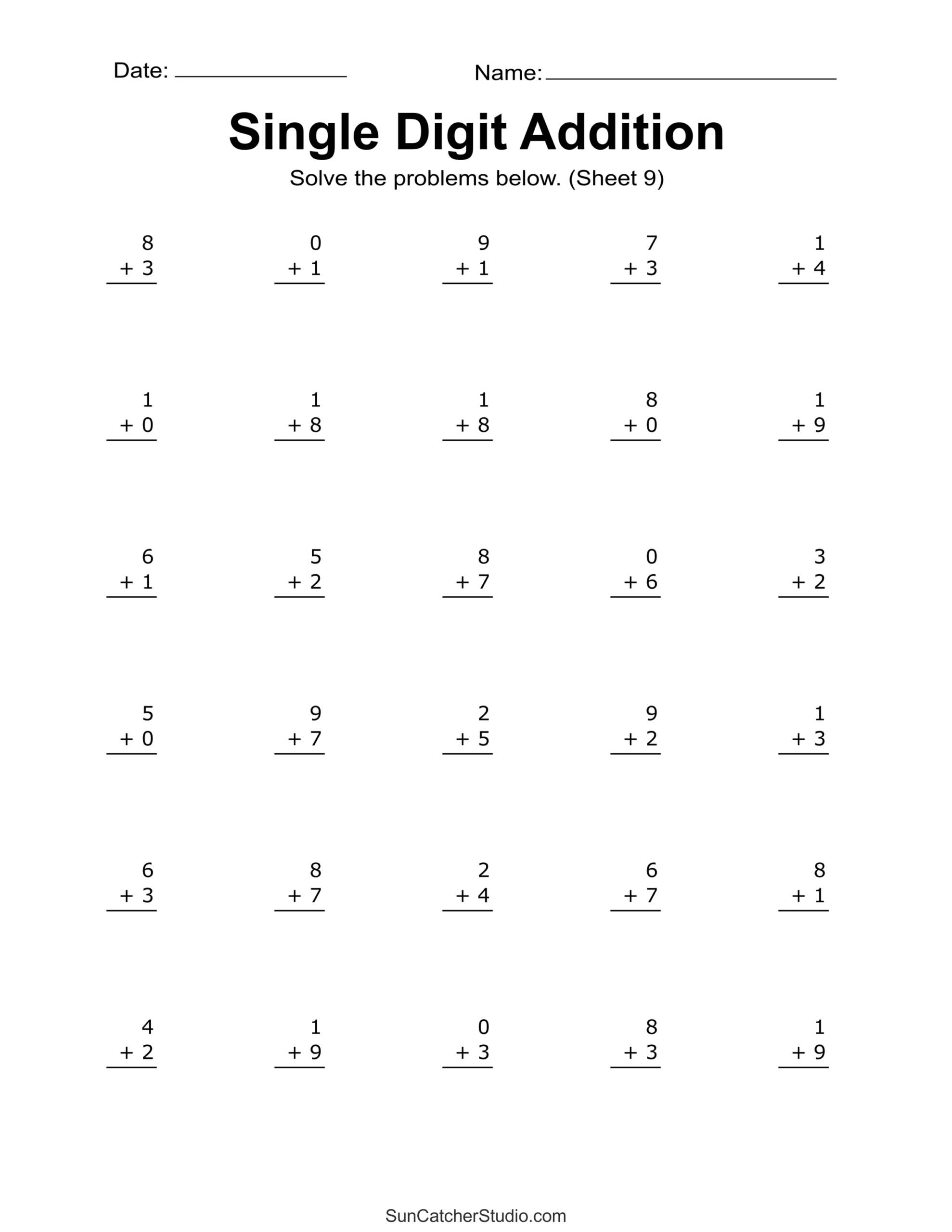 Addition Worksheets Free Printable Easy Math Problems DIY 