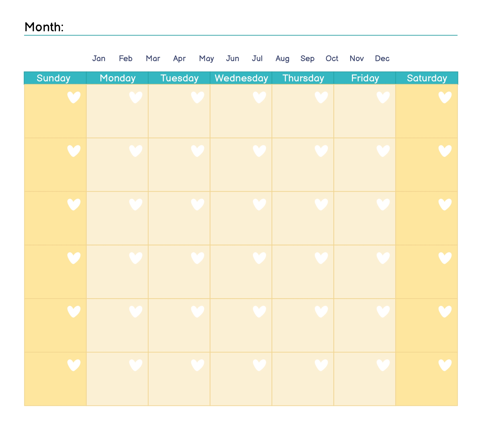 30 Day Blank Calendar Printable