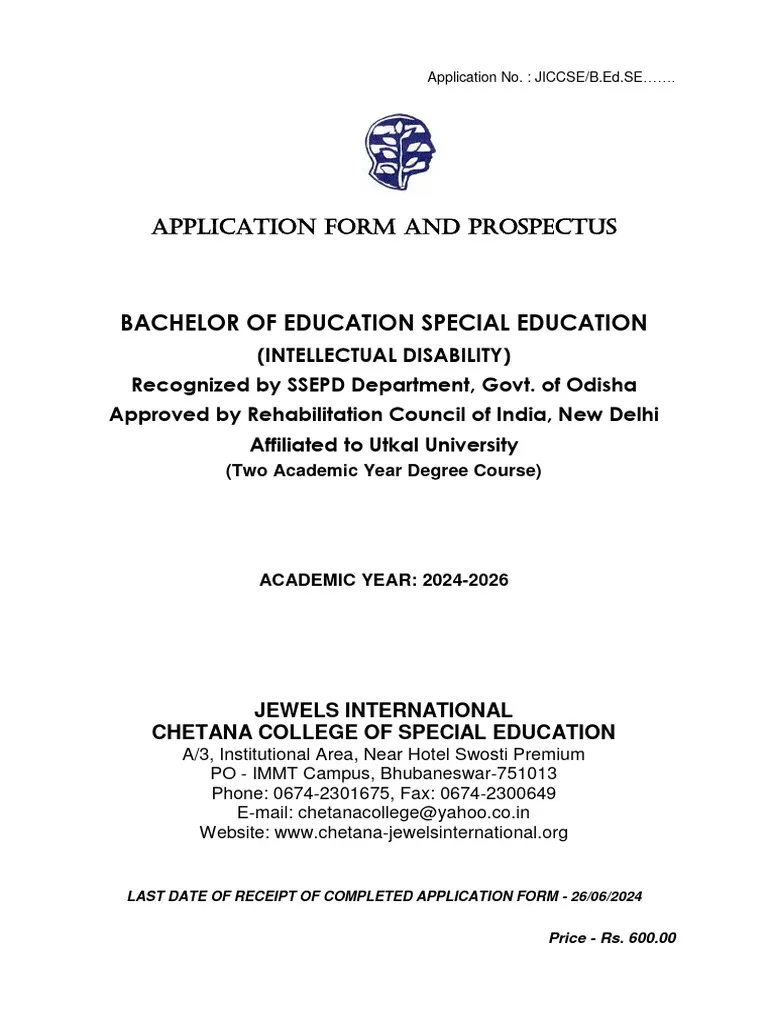 Application Form Prospectus Of B ed Special Education ID 2024 26 
