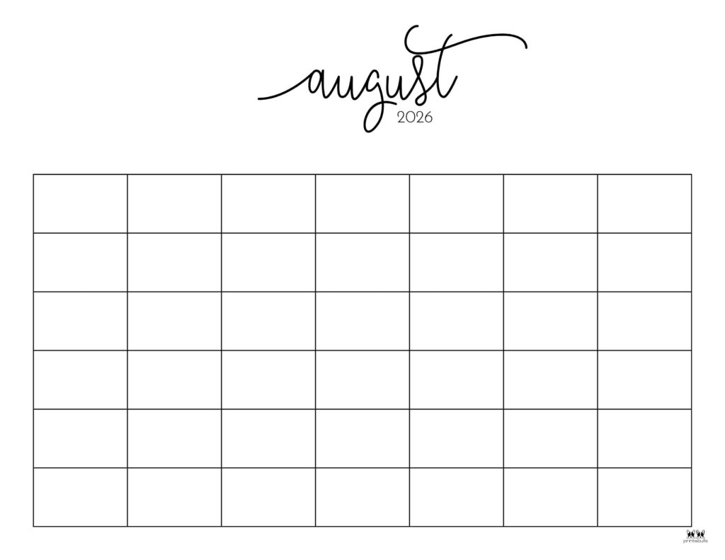 Printable Calendar Free For August 2026