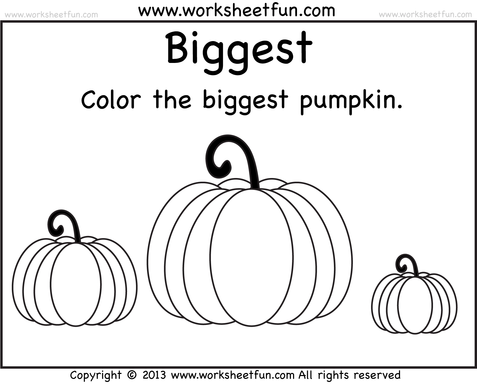 Biggest And Smallest Pumpkin 2 Worksheets FREE Printable 
