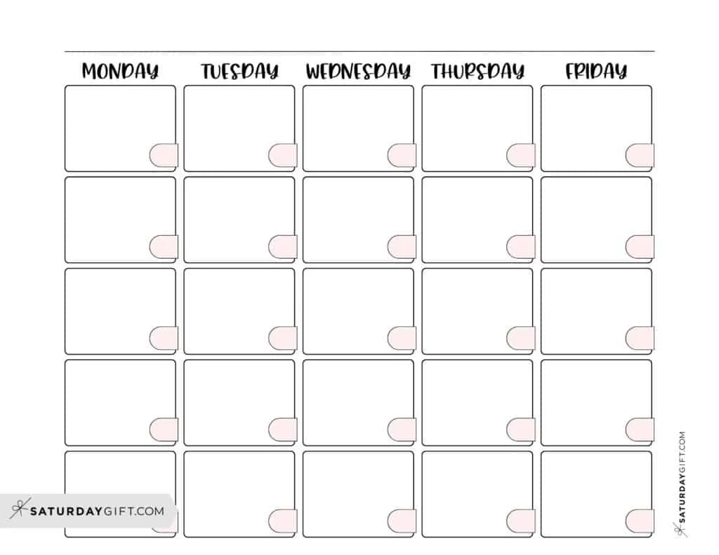 Blank Calendar Templates 29 Cute amp Free Printables SaturdayGift