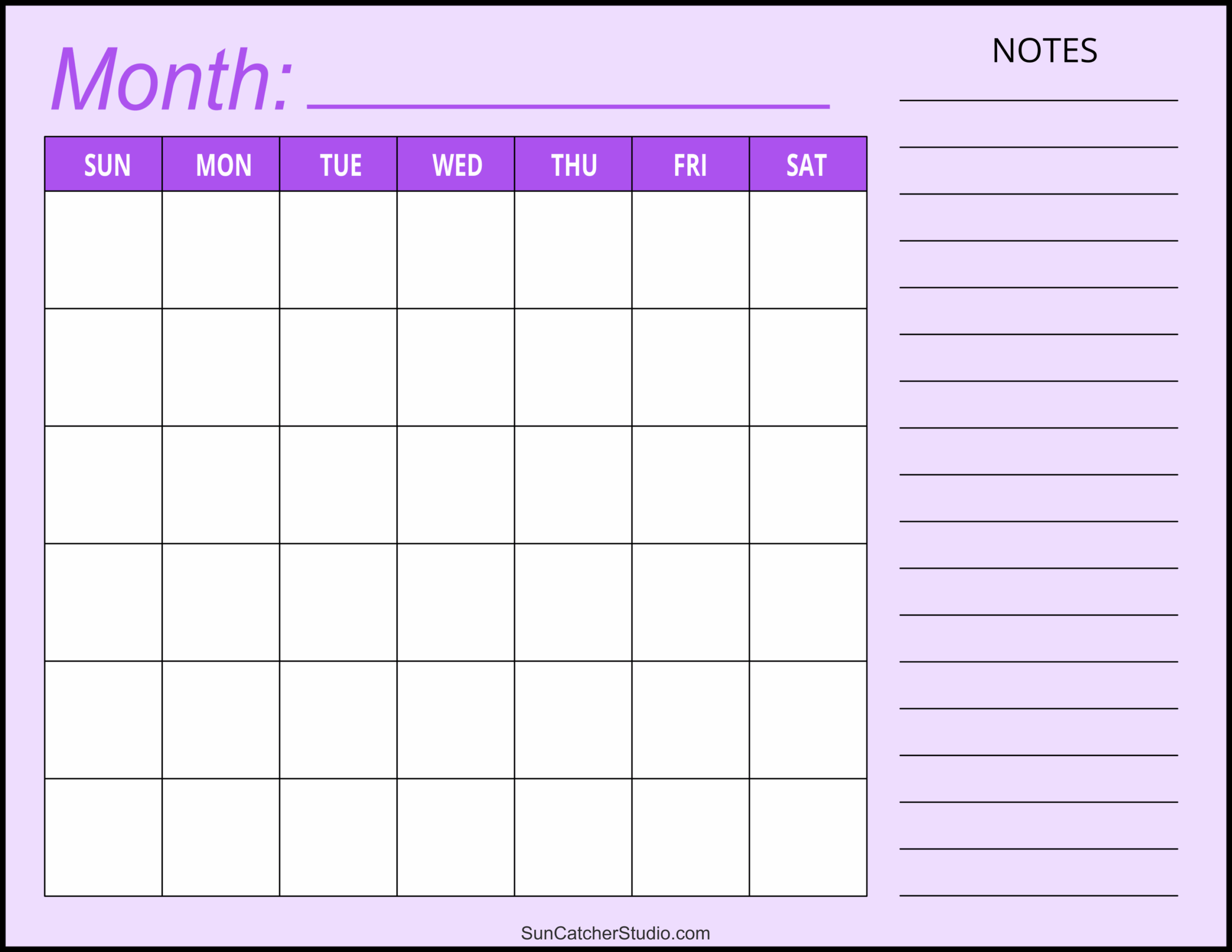 Cute Blank Calendar Printable Template