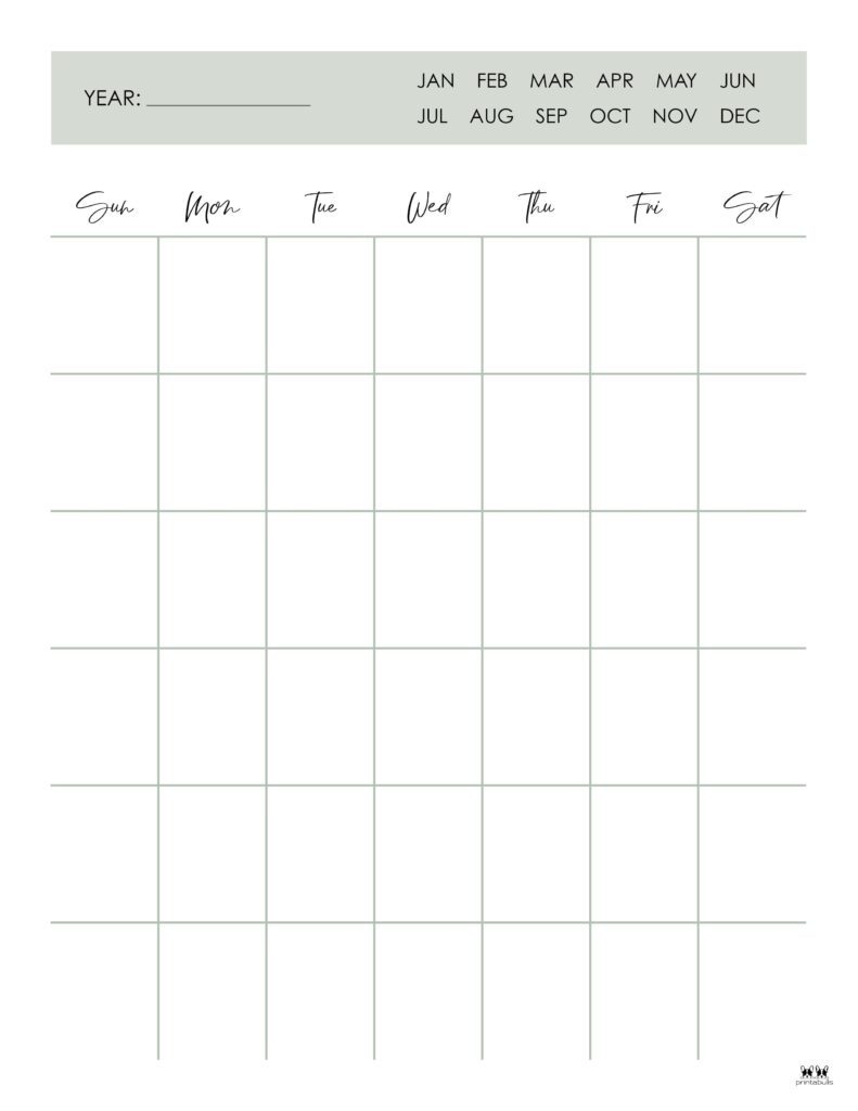 Blank Calendars 15 FREE Printables Printabulls