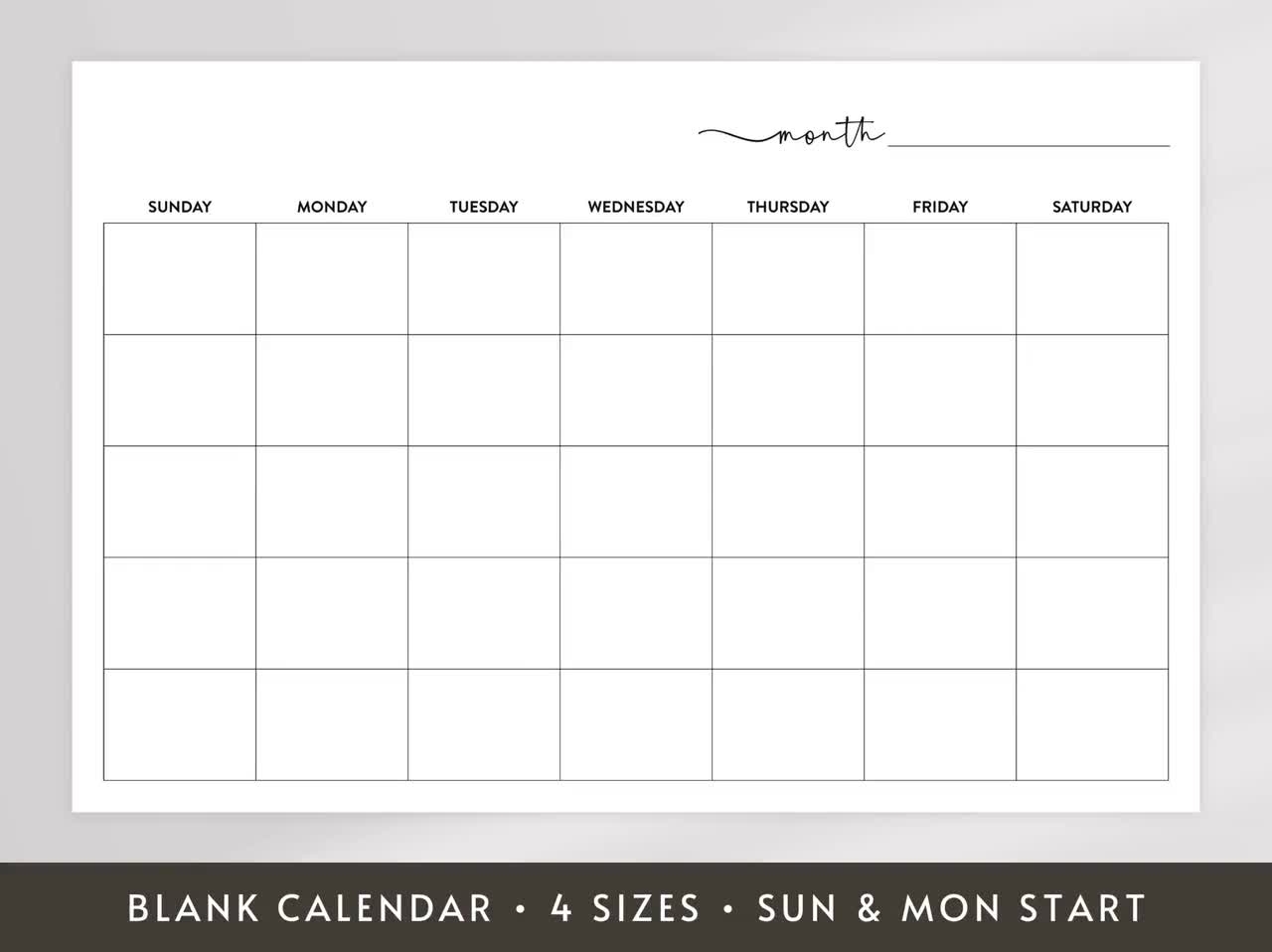 Printable Blank Full Page Calendar