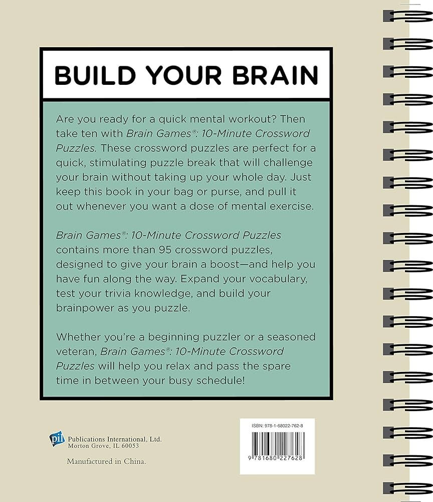 Brain Games 10 Minute Crossword Puzzles Publications 