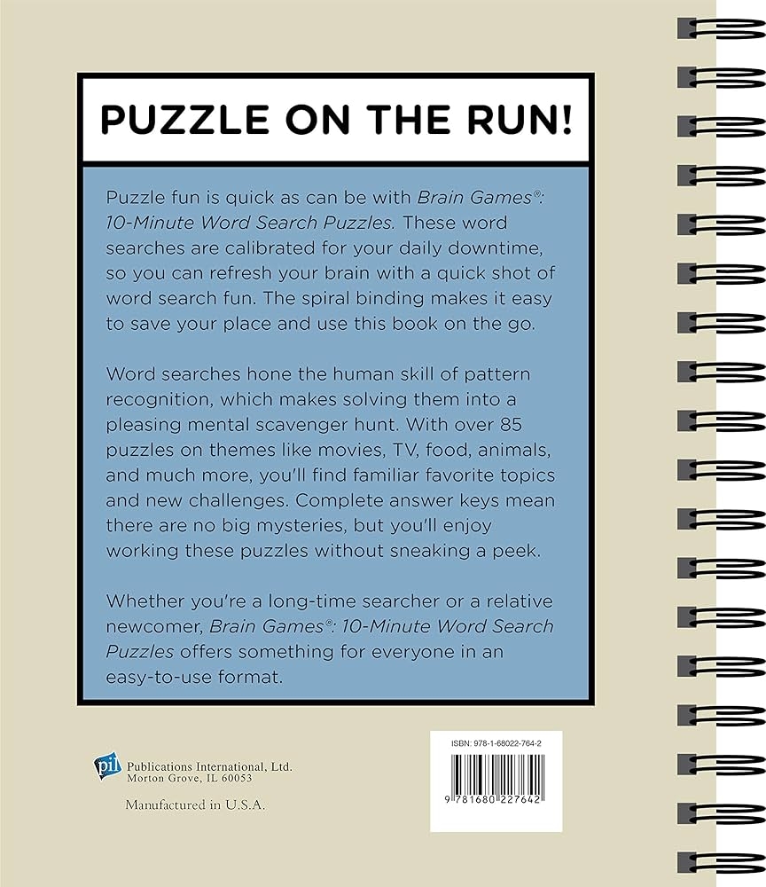 Brain Games 10 Minute Word Search Puzzles Blue Publications 