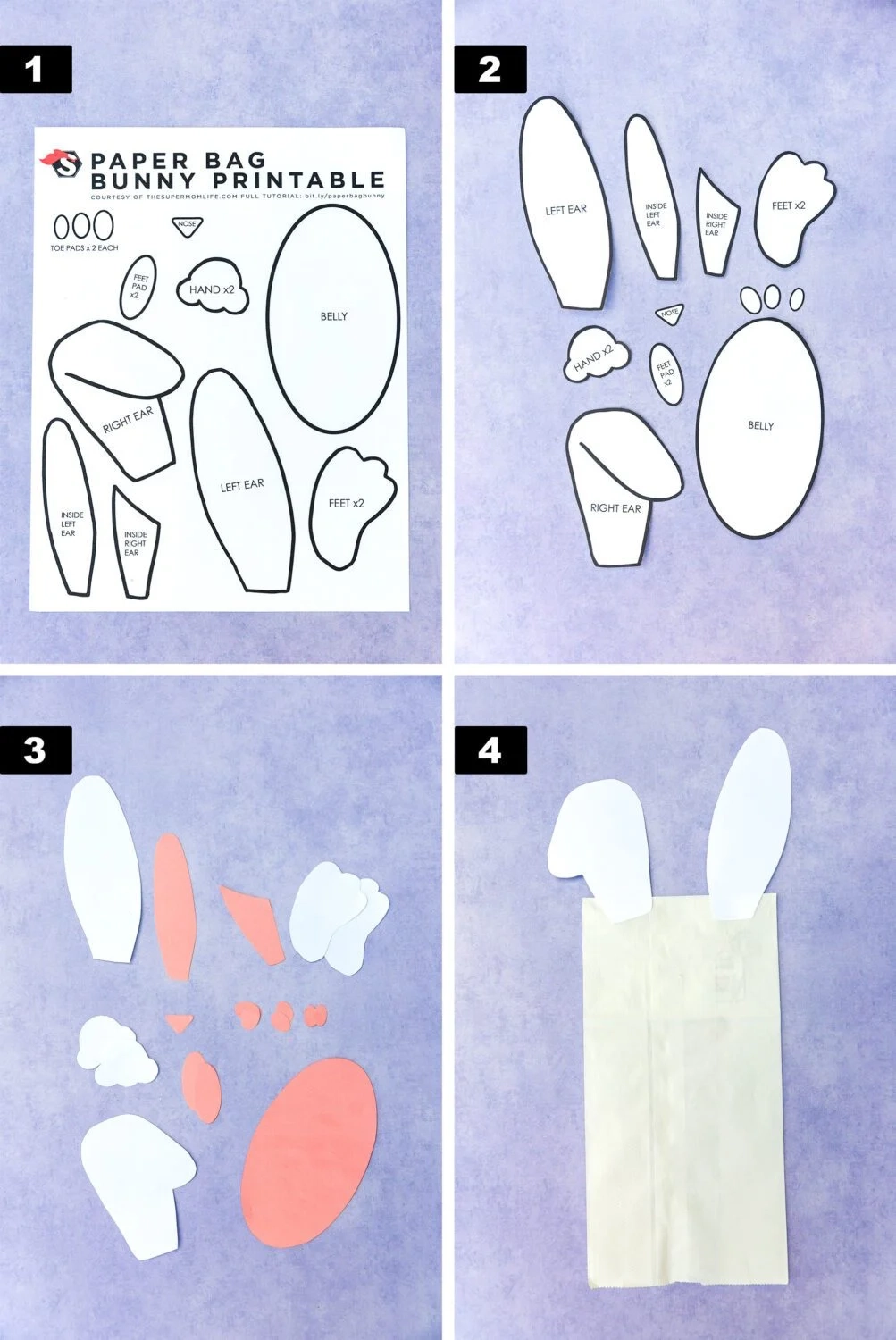 Bunny Paper Bag Craft Printable Template The Super Mom Life