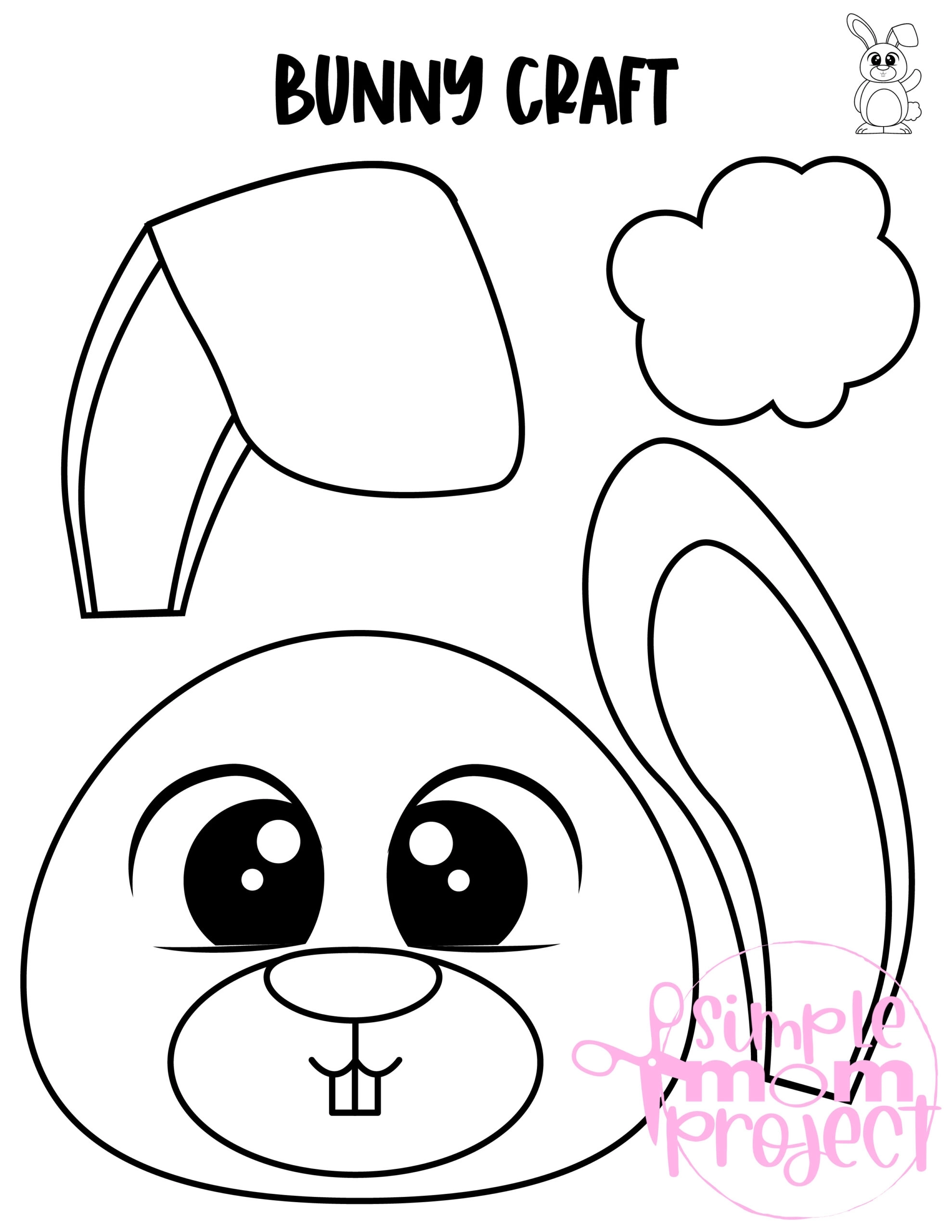 Bunny Rabbit Paper Bag Puppet Printable Craft Template For Kids 