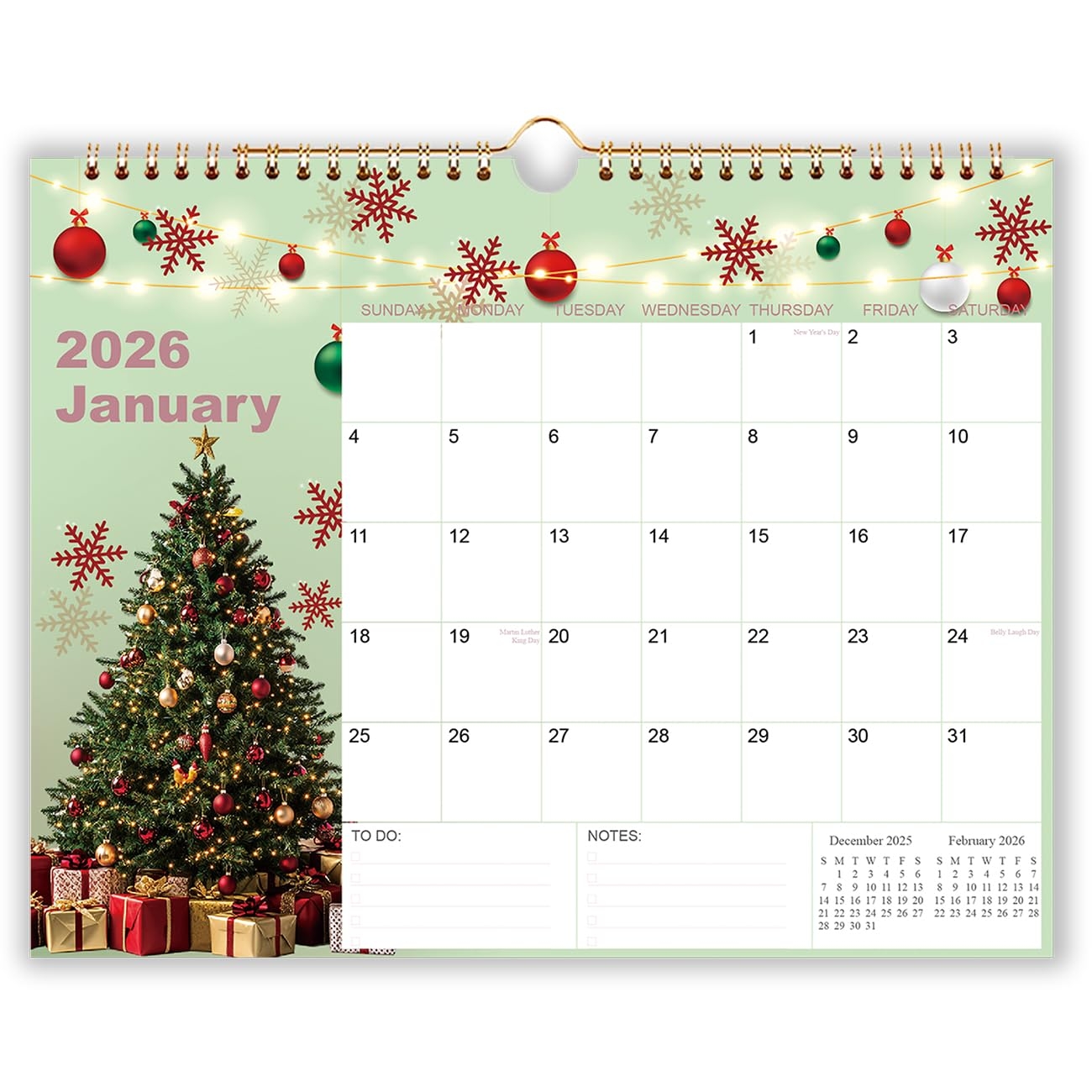 December 2026 Calendar Printable Christmas Tree