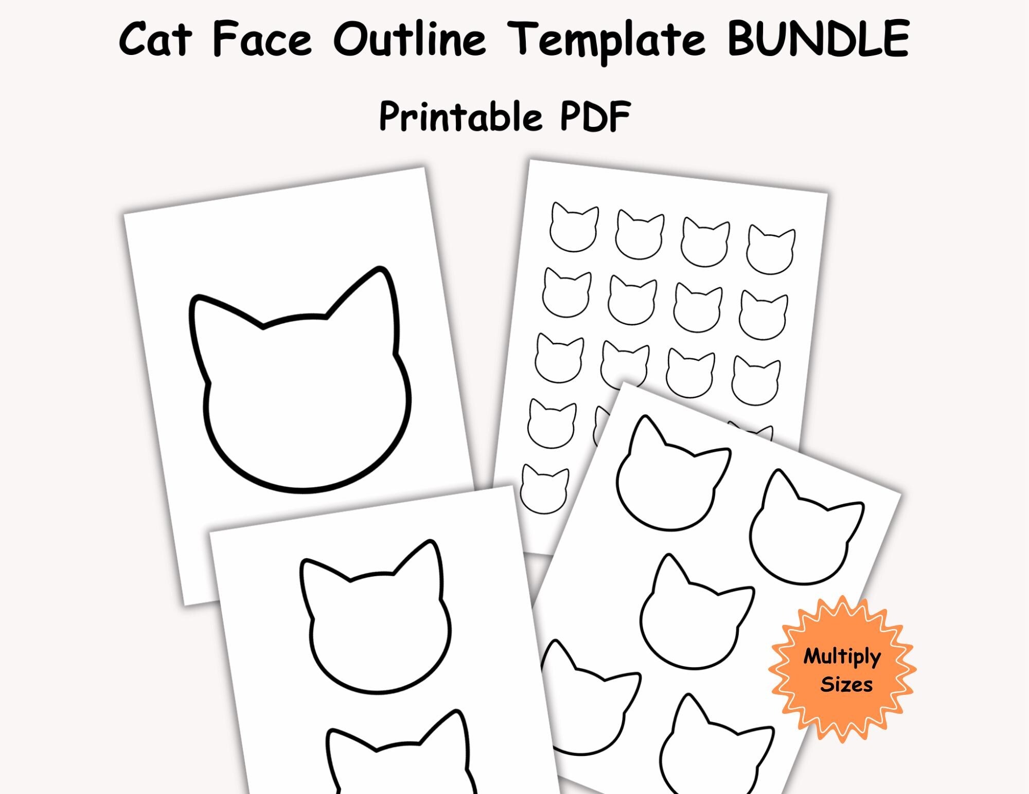 Cat Face Outline Template Printable PDF Bundle US Letter Etsy 