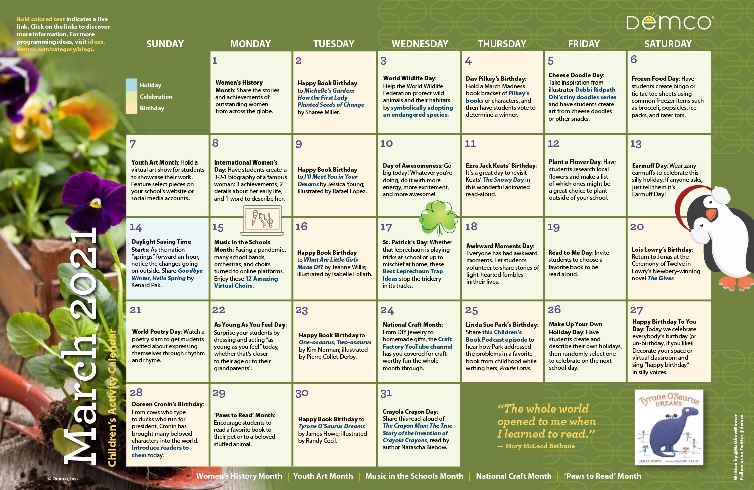 Children s Programming Activity Calendar March 2021