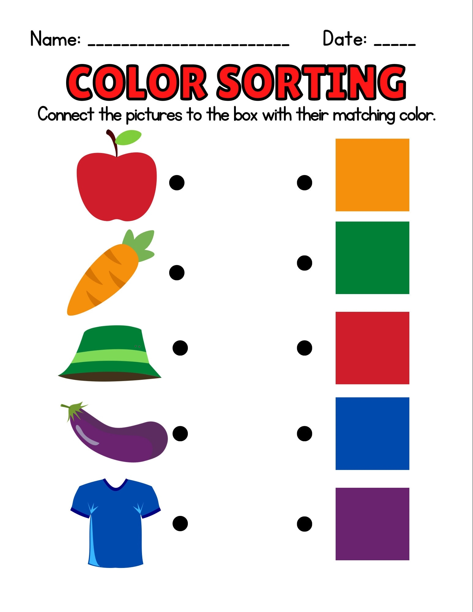 Color Sorting Worksheet Etsy New Zealand