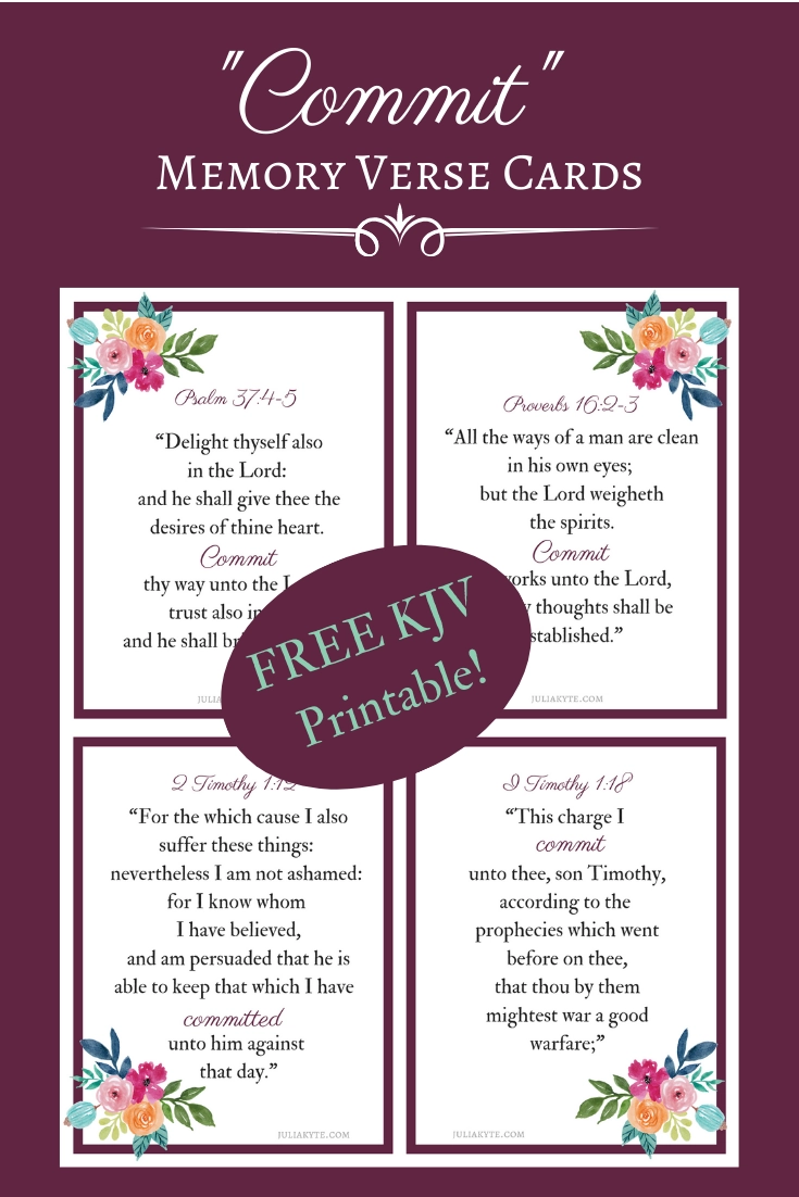 Commit KJV Memory Verse Cards Committing My Way