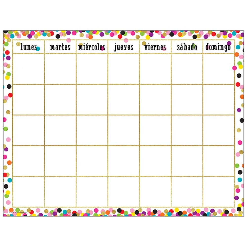 Confetti Spanish Calendar Chart TCR7949 Teacher Created 