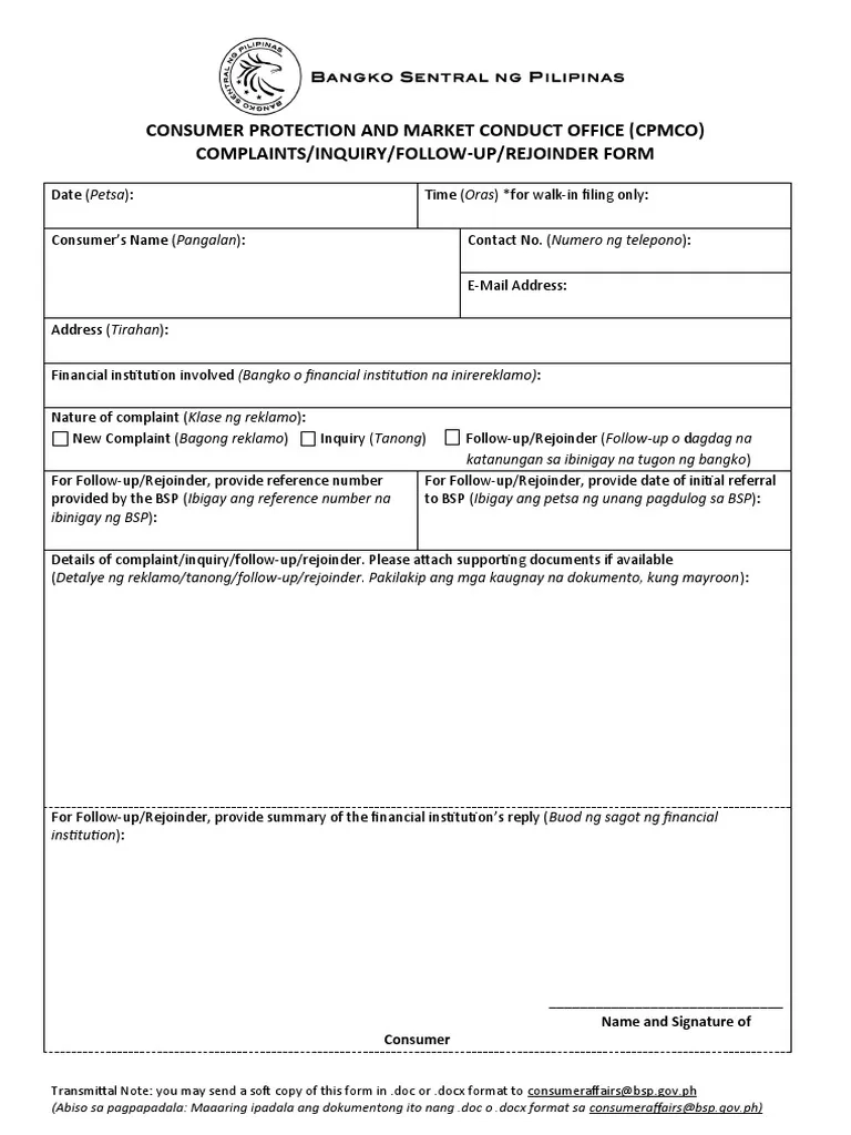 Consumer Protection And Market Conduct Office Cpmco Complaints 
